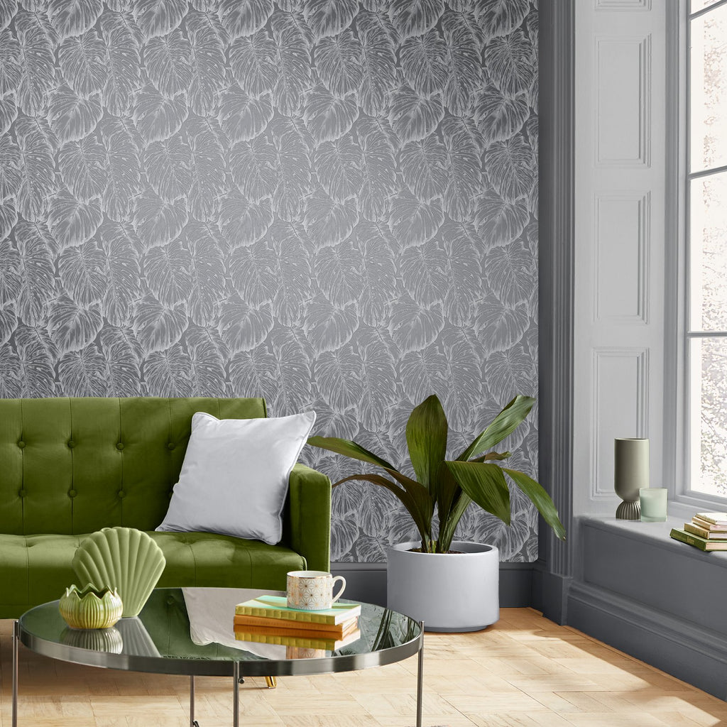 Tropical Pewter Wallpaper