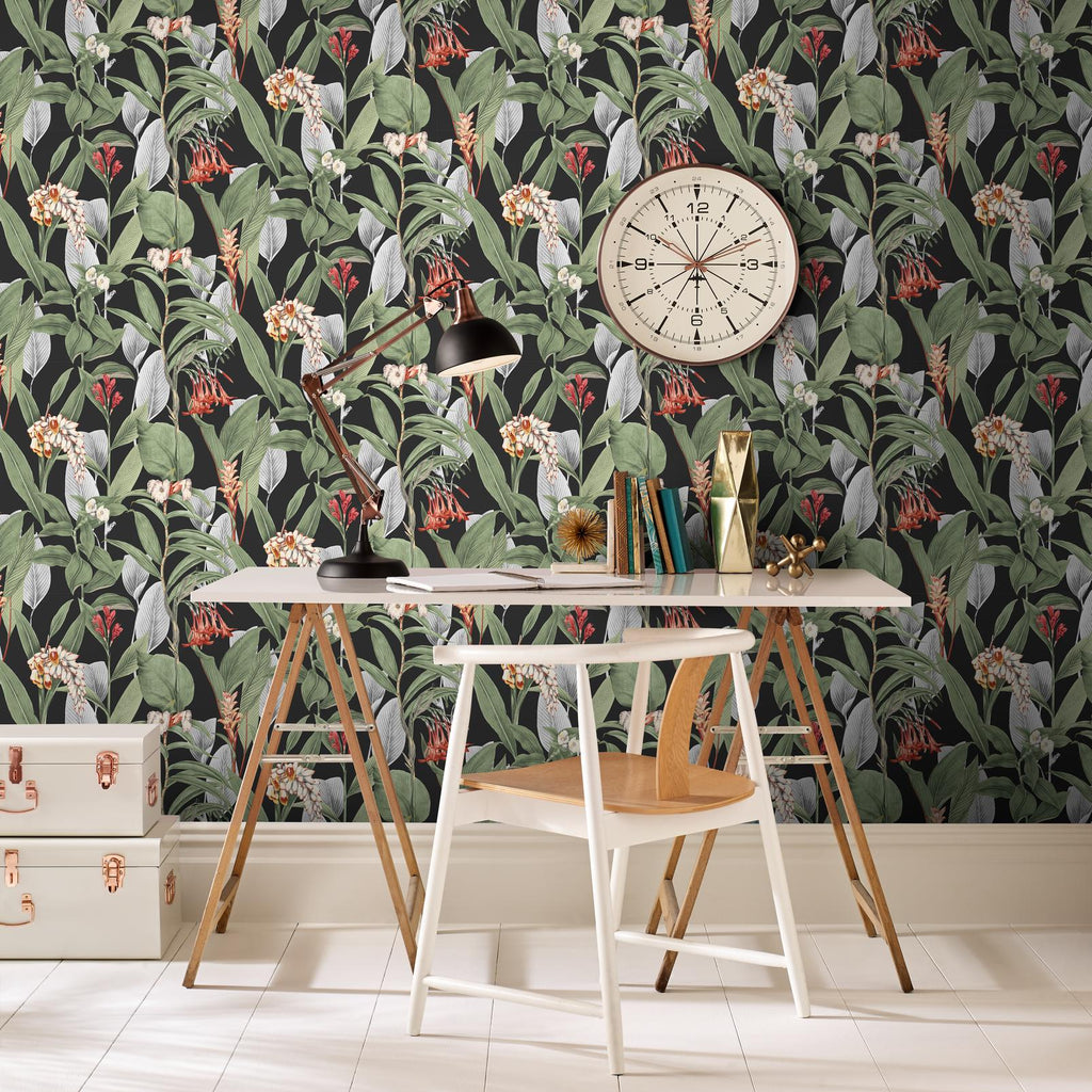 Botanical Black Wallpaper