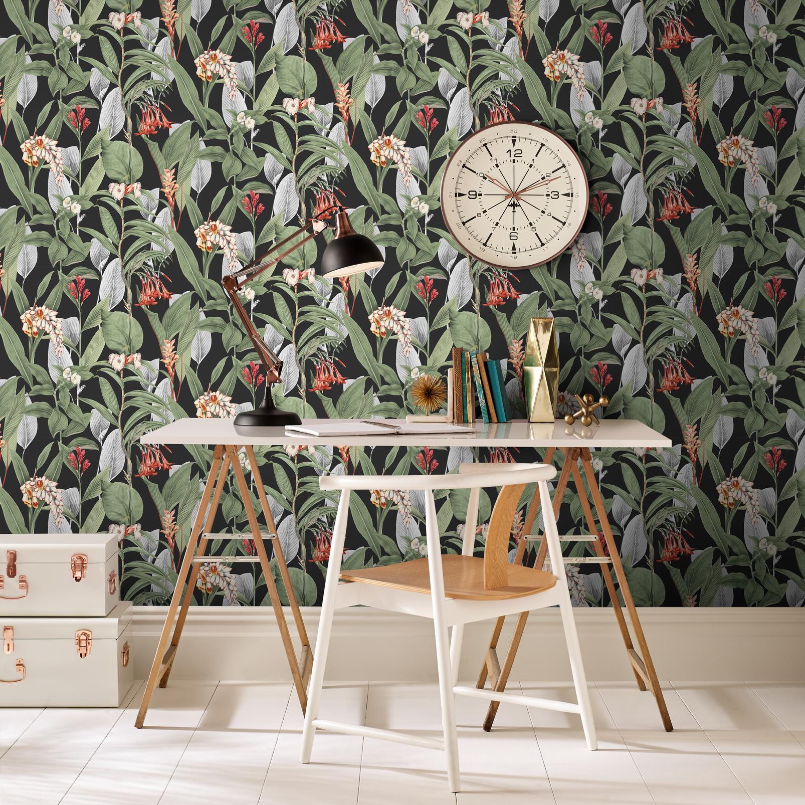 Botanical Black Wallpaper