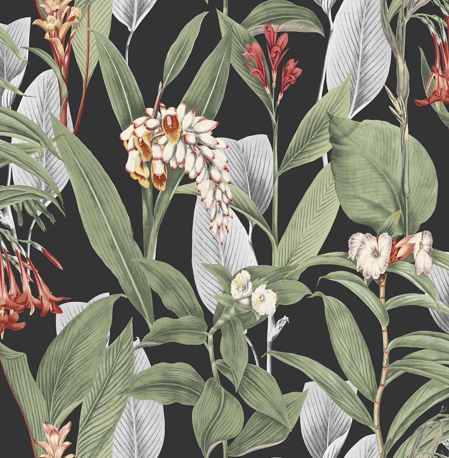 Botanical Black Wallpaper