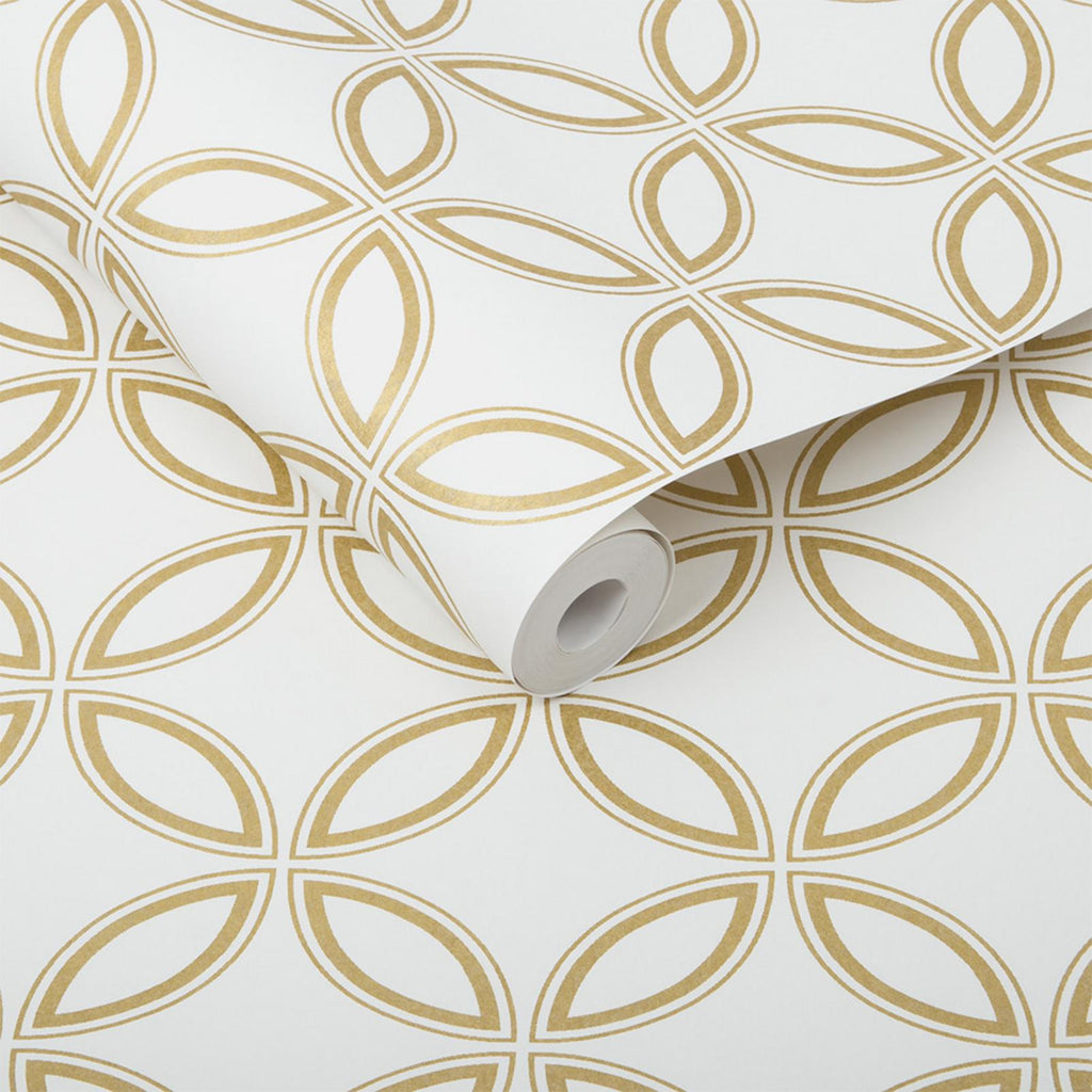 Eternity White and Gold Wallpaper