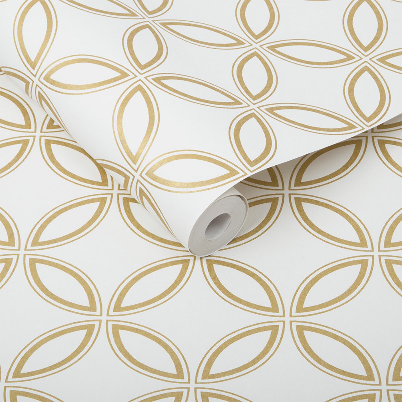 Eternity White and Gold Wallpaper
