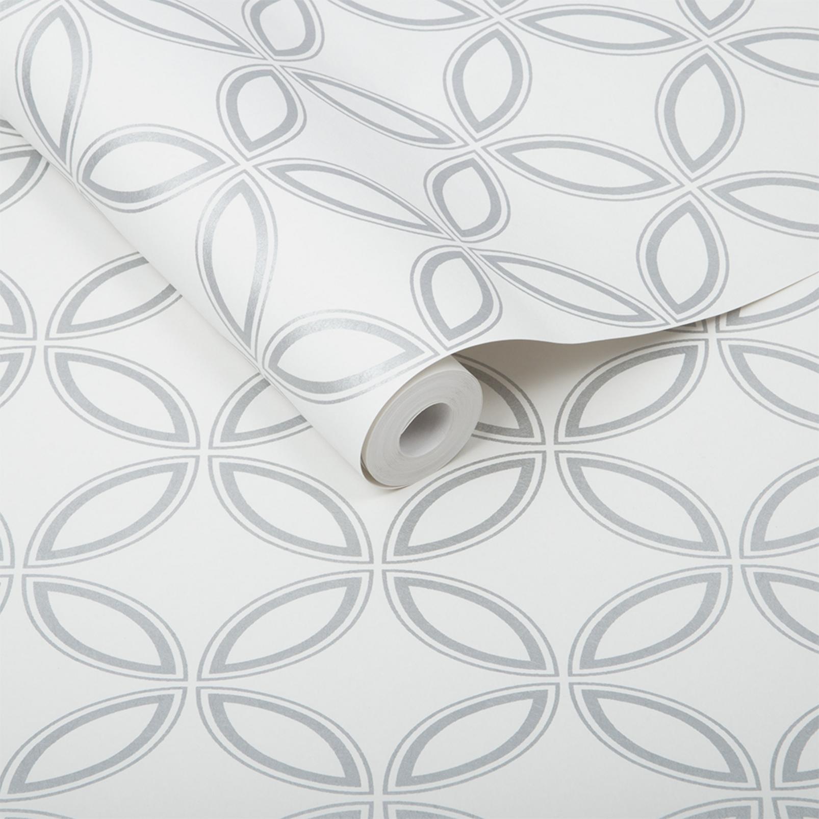 Eternity White and Silver Wallpaper
