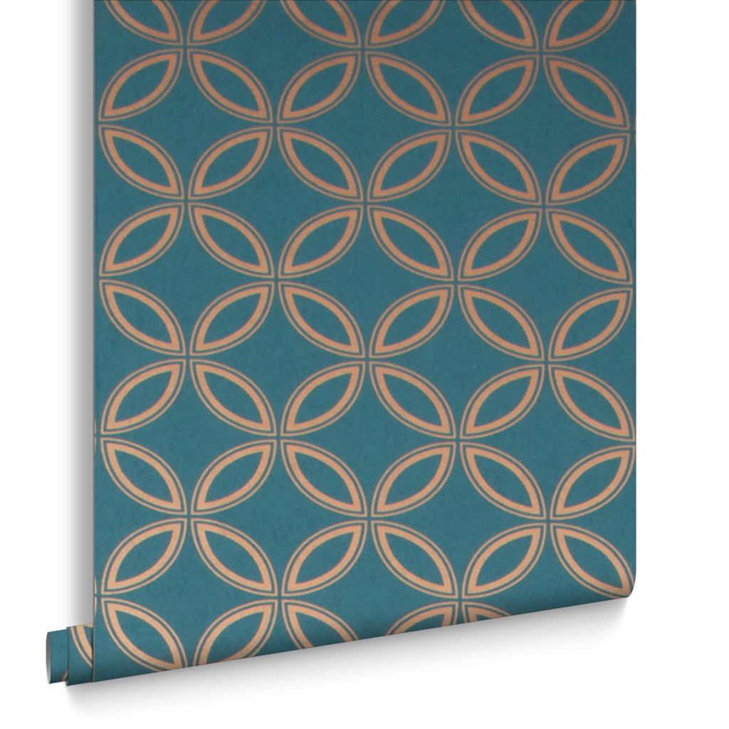 Eternity Teal and Copper Wallpaper