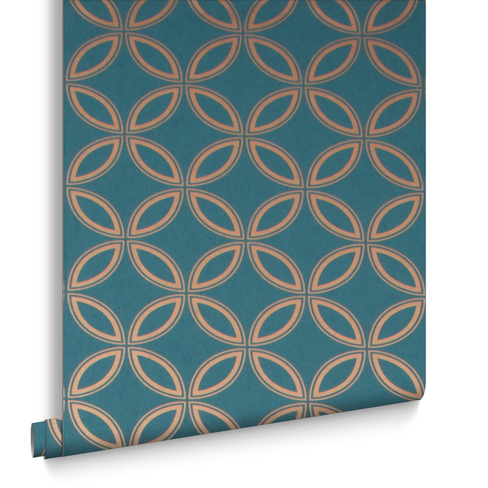 Eternity Teal and Copper Wallpaper