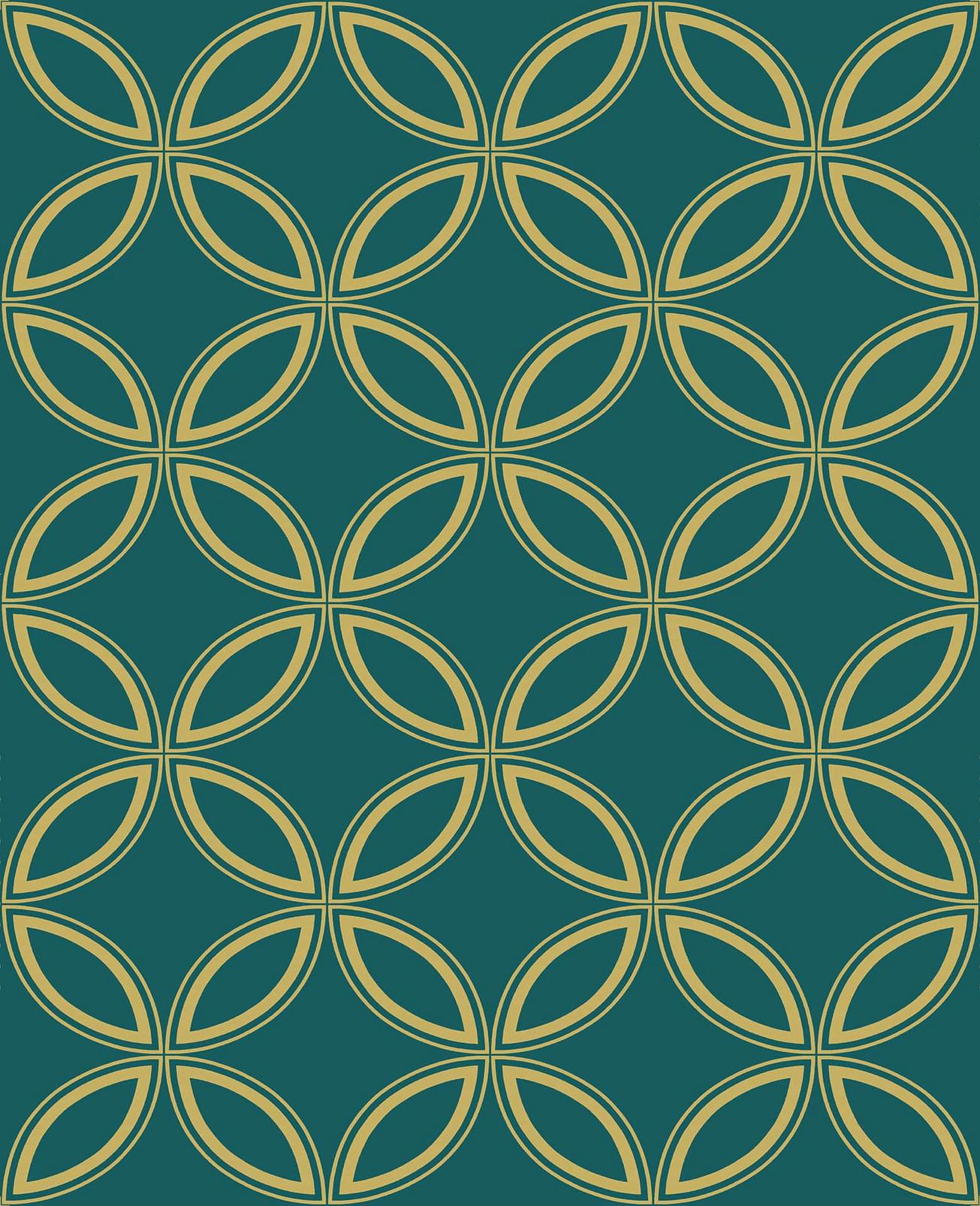 Eternity Teal and Copper Wallpaper