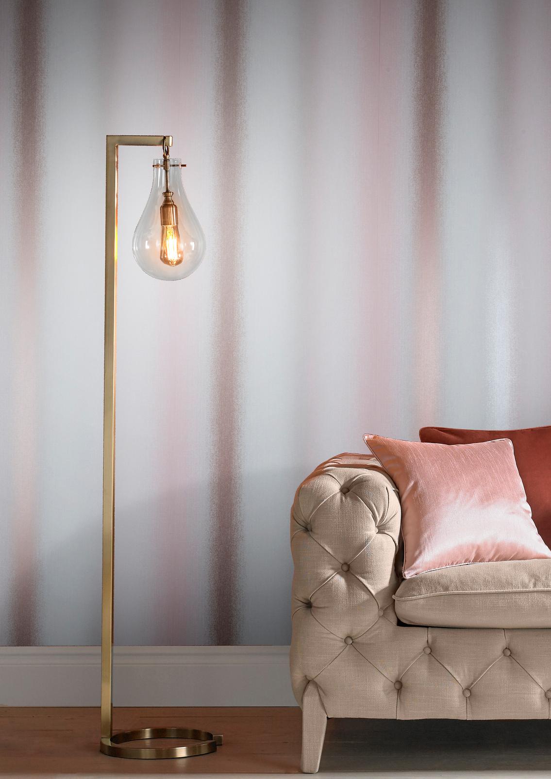Wild Flower Stripe Blush Wallpaper