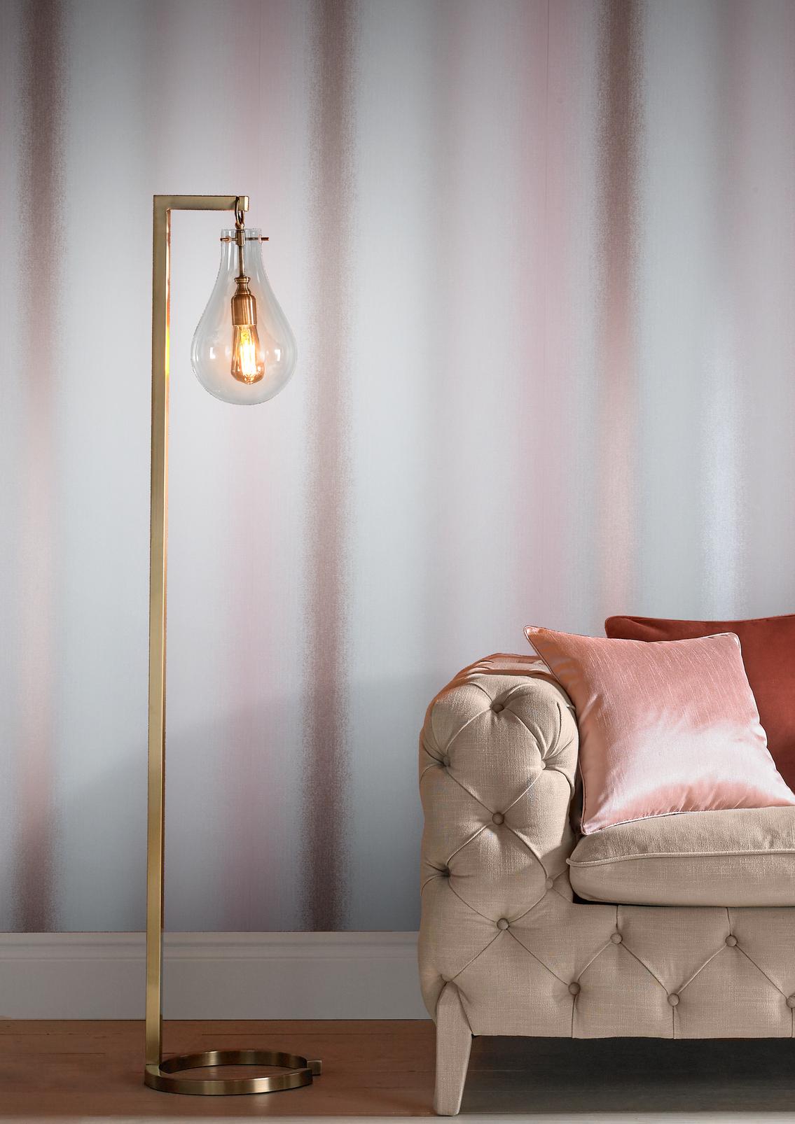Wild Flower Stripe Blush Wallpaper