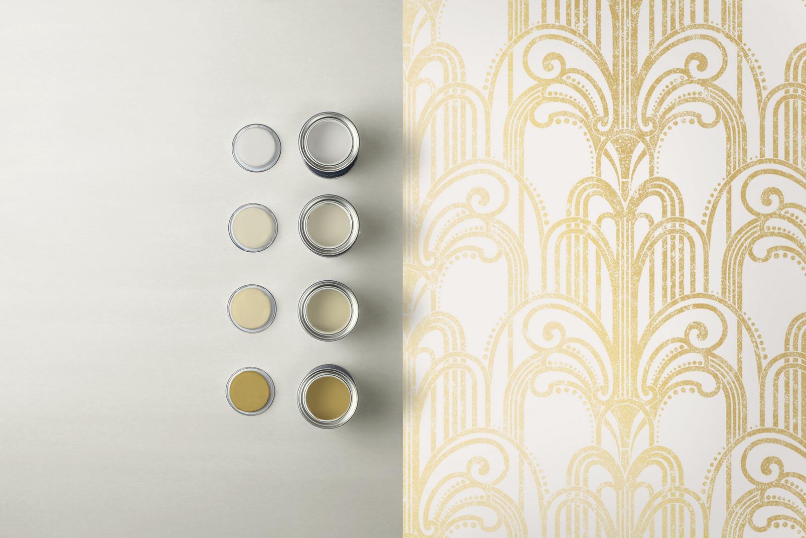 Art Deco Gold and Pearl Wallpaper