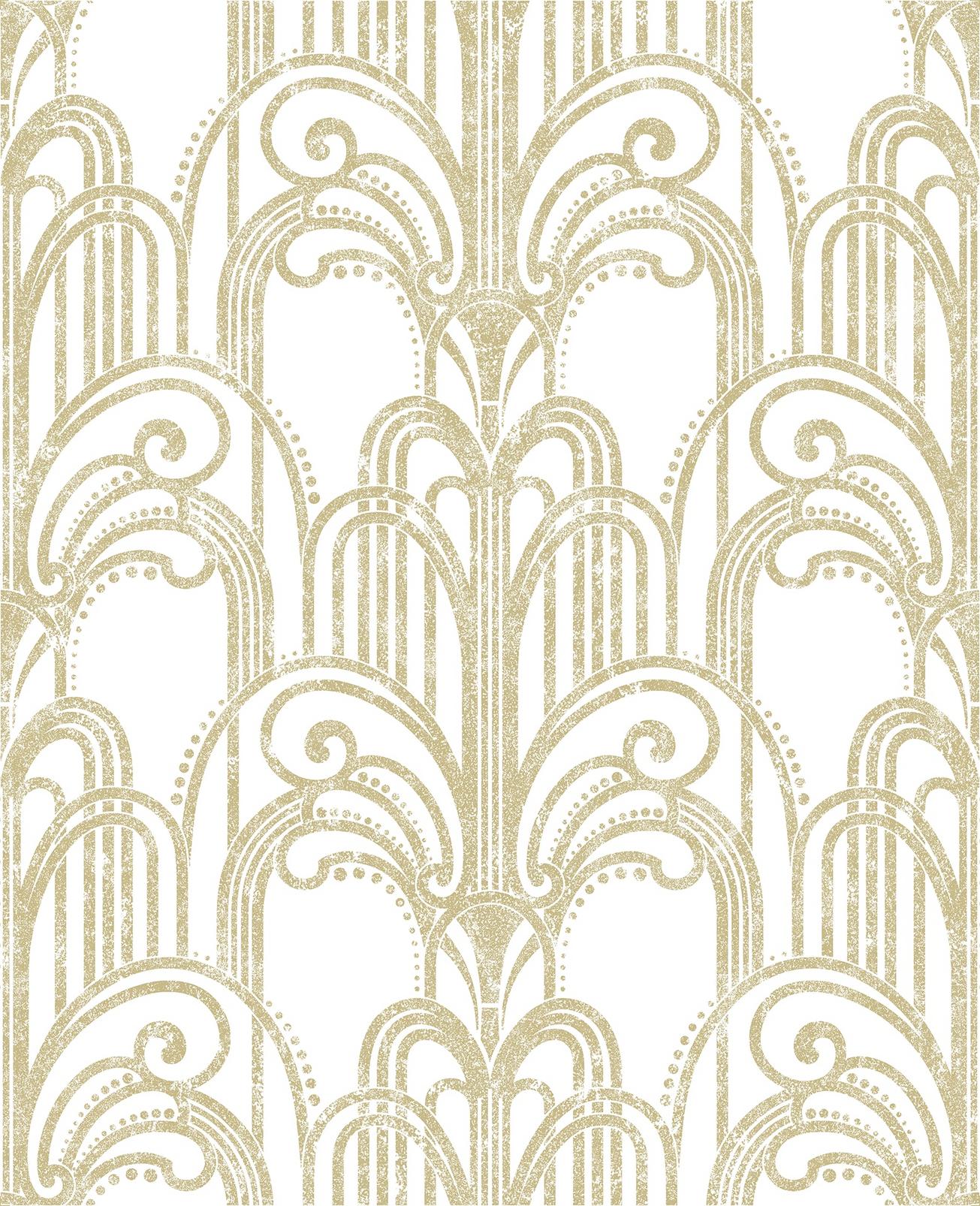 Art Deco Gold and Pearl Wallpaper