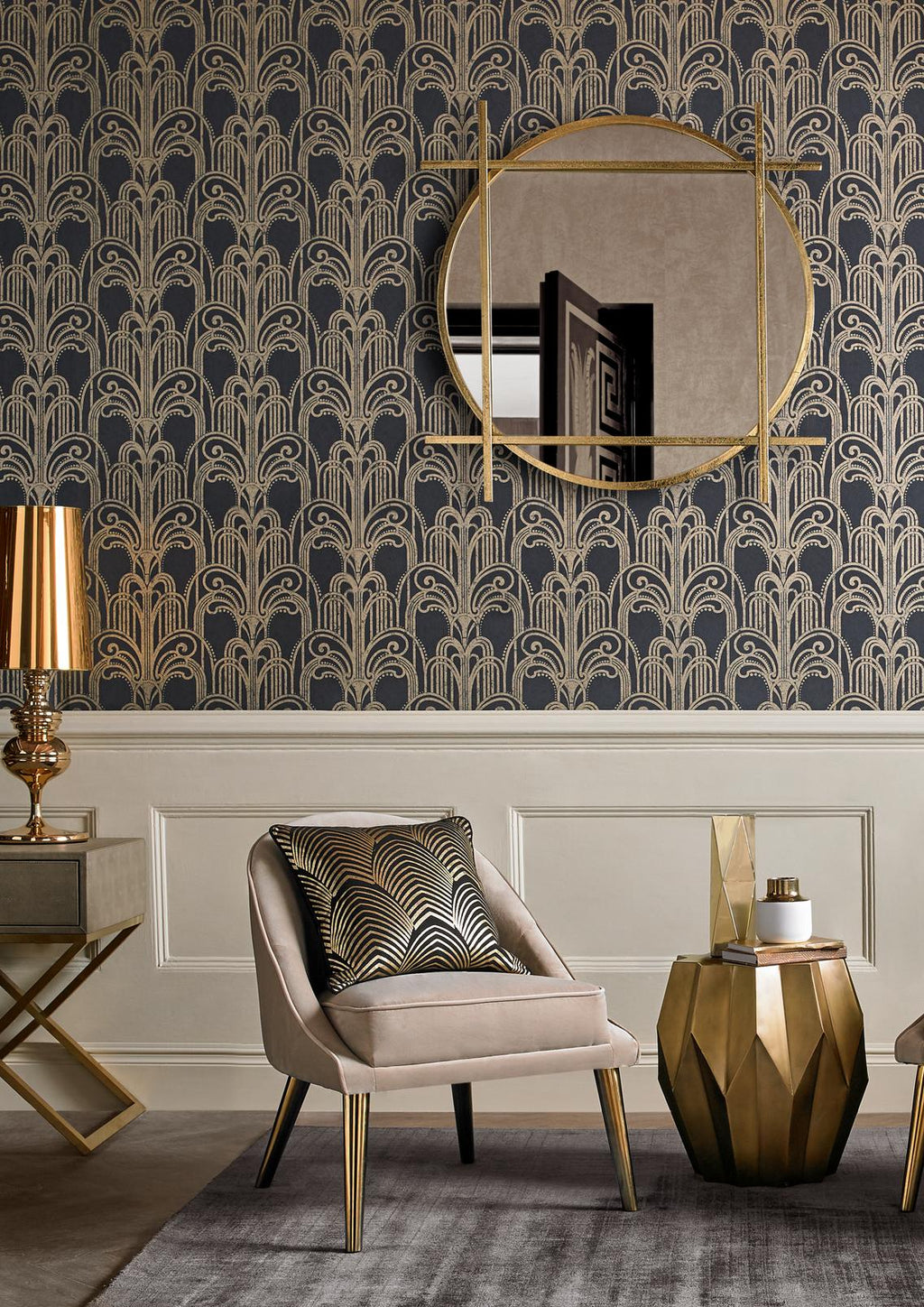 Art Deco Black and Gold Wallpaper