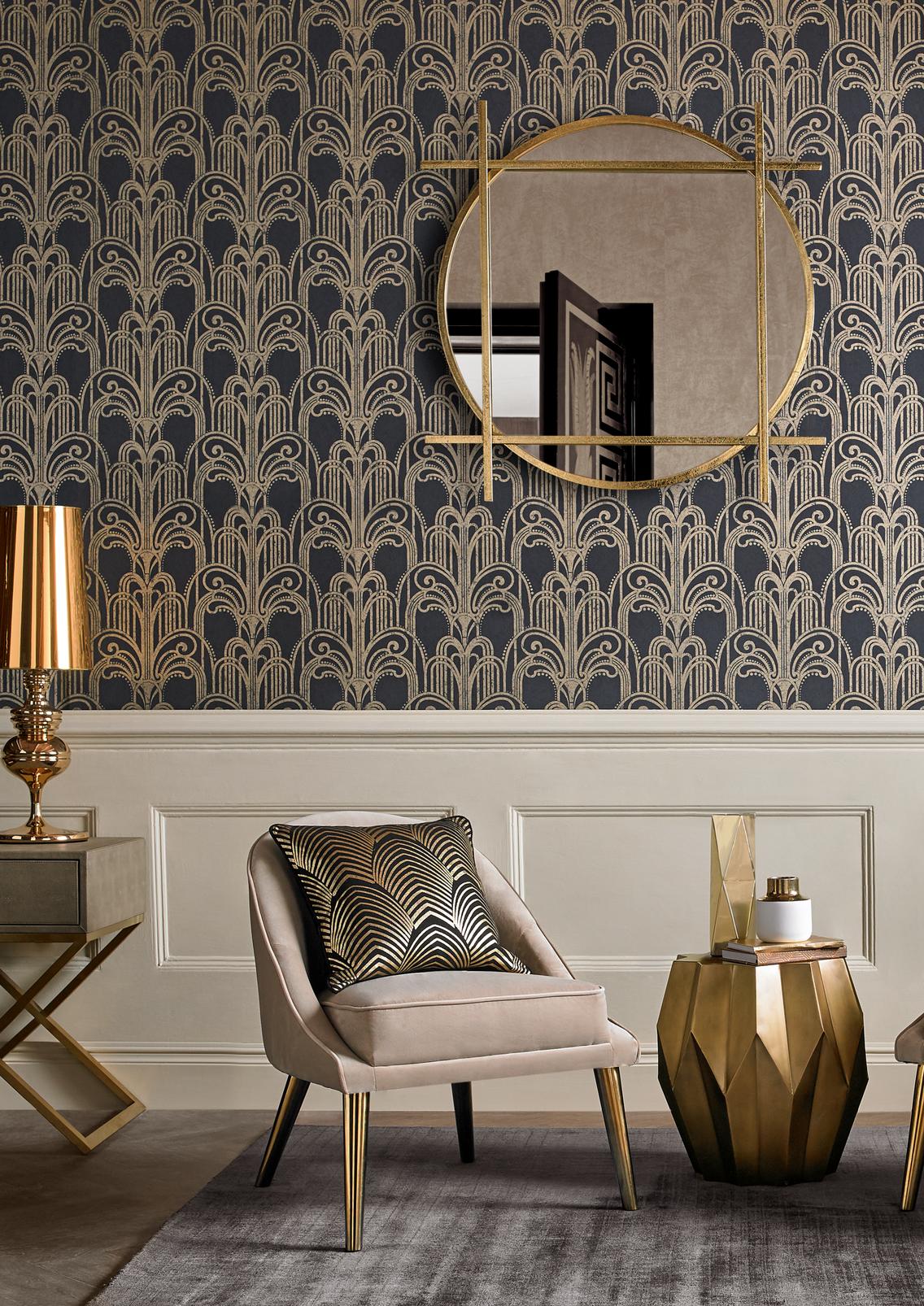 Art Deco Black and Gold Wallpaper