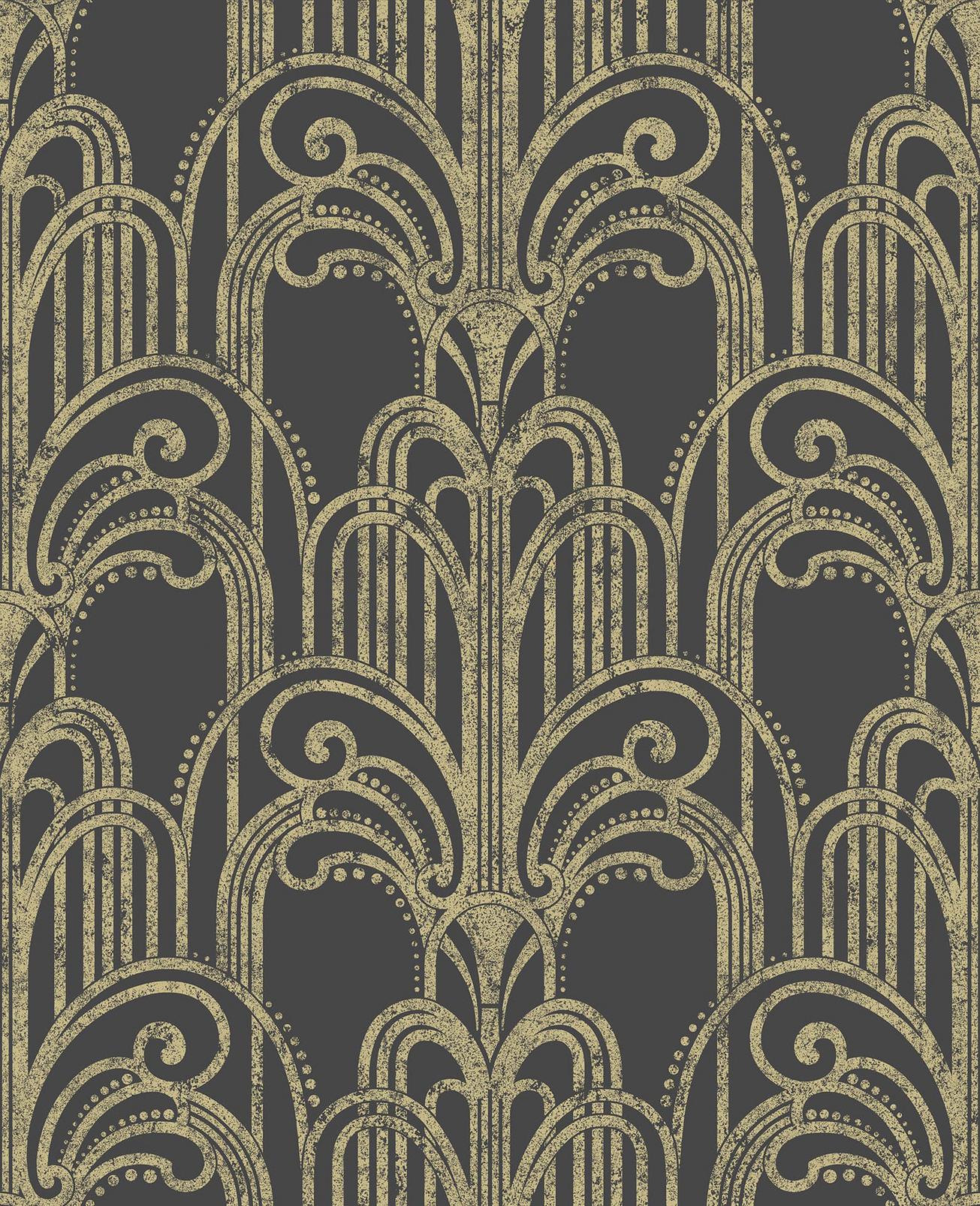 Art Deco Black and Gold Wallpaper