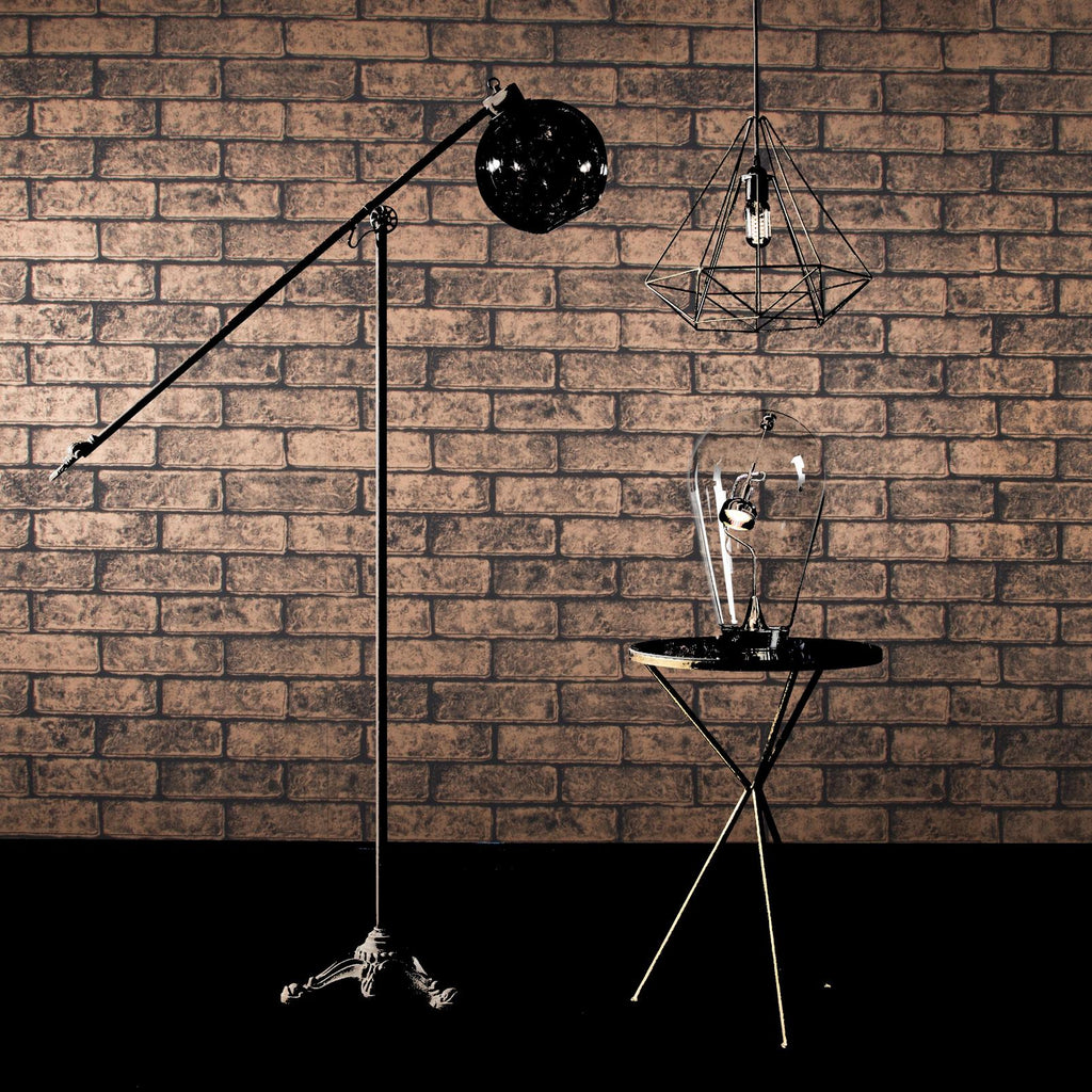Metallic Brick Bronze Black Wallpaper