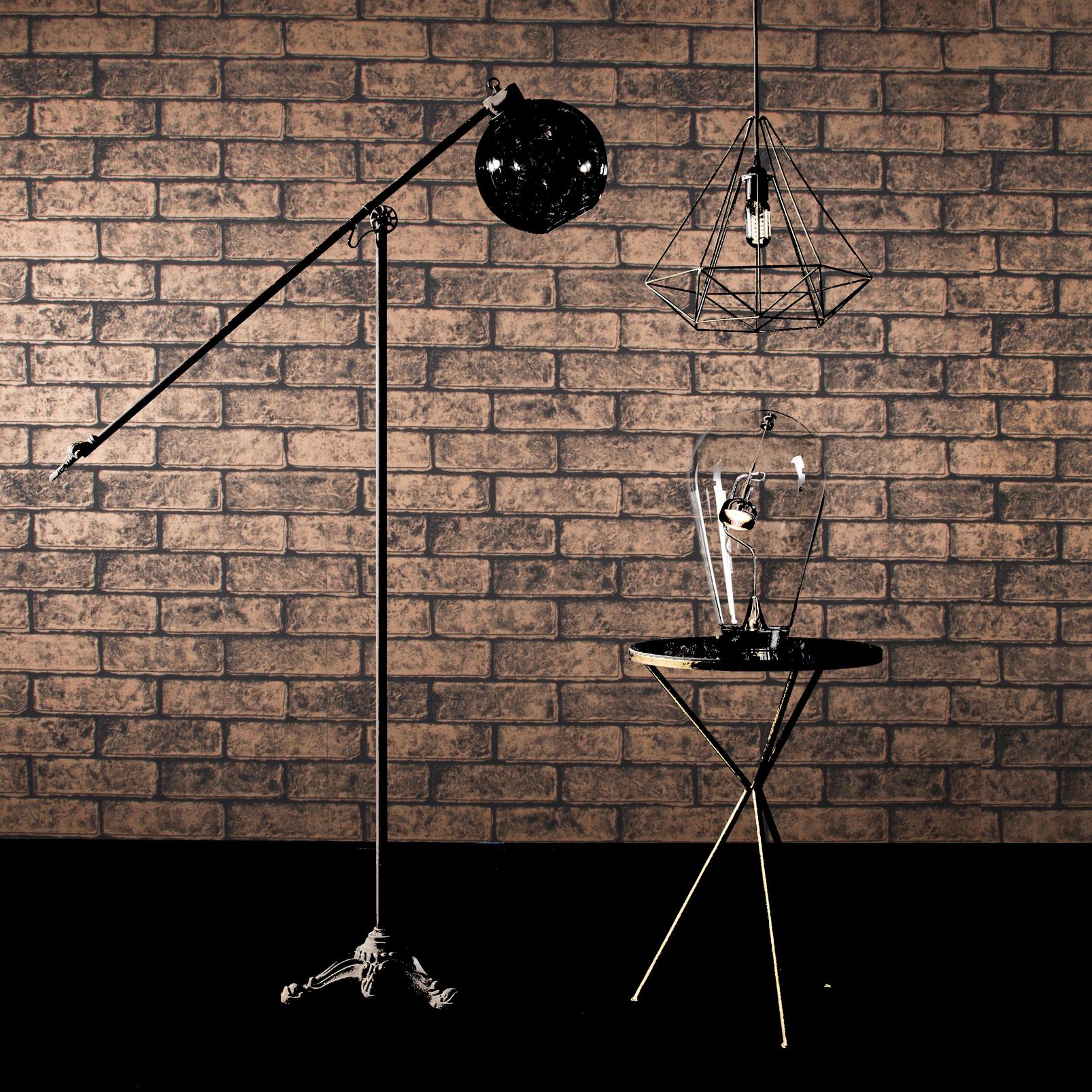 Metallic Brick Bronze Black Wallpaper