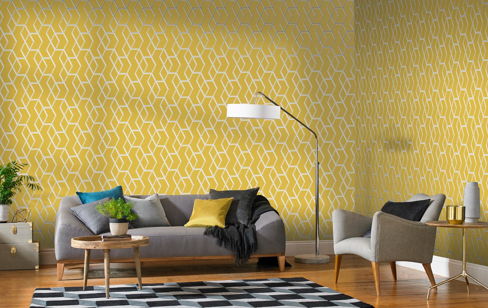 Archetype Yellow & Silver Wallpaper