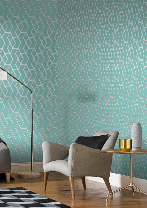 Archetype Mint & White Gold Wallpaper