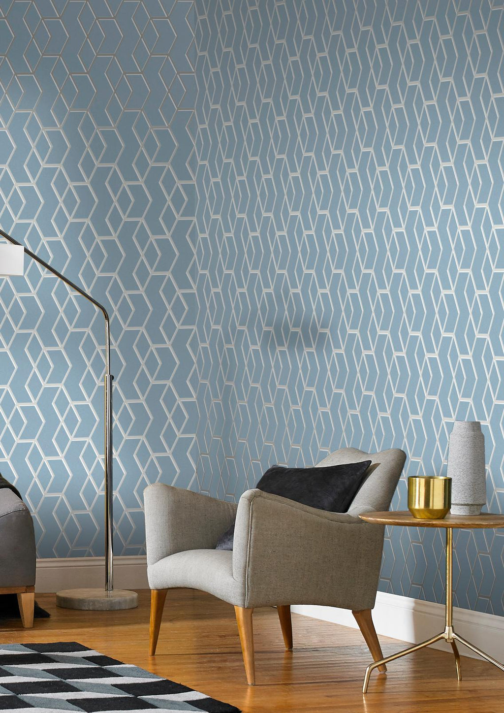 Archetype Blue & Silver Wallpaper