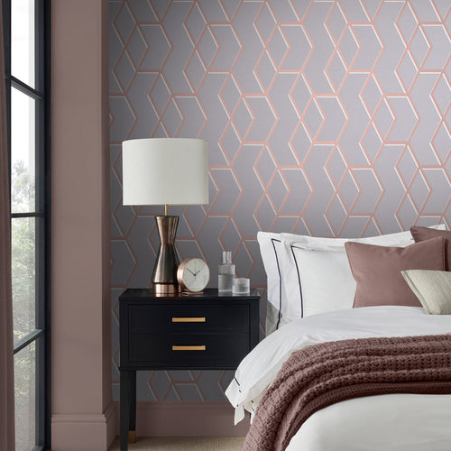 Archetype Grey & Rose Gold Wallpaper