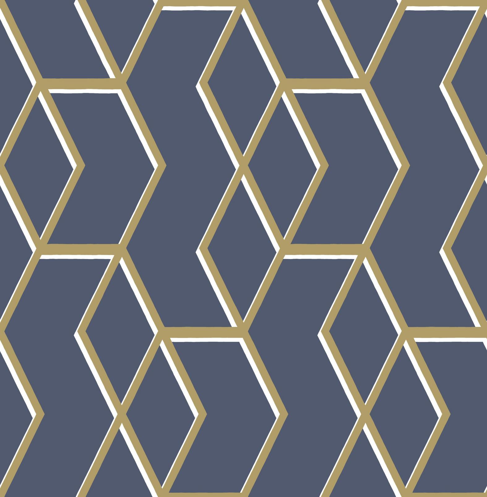 Archetype Navy & Gold Wallpaper