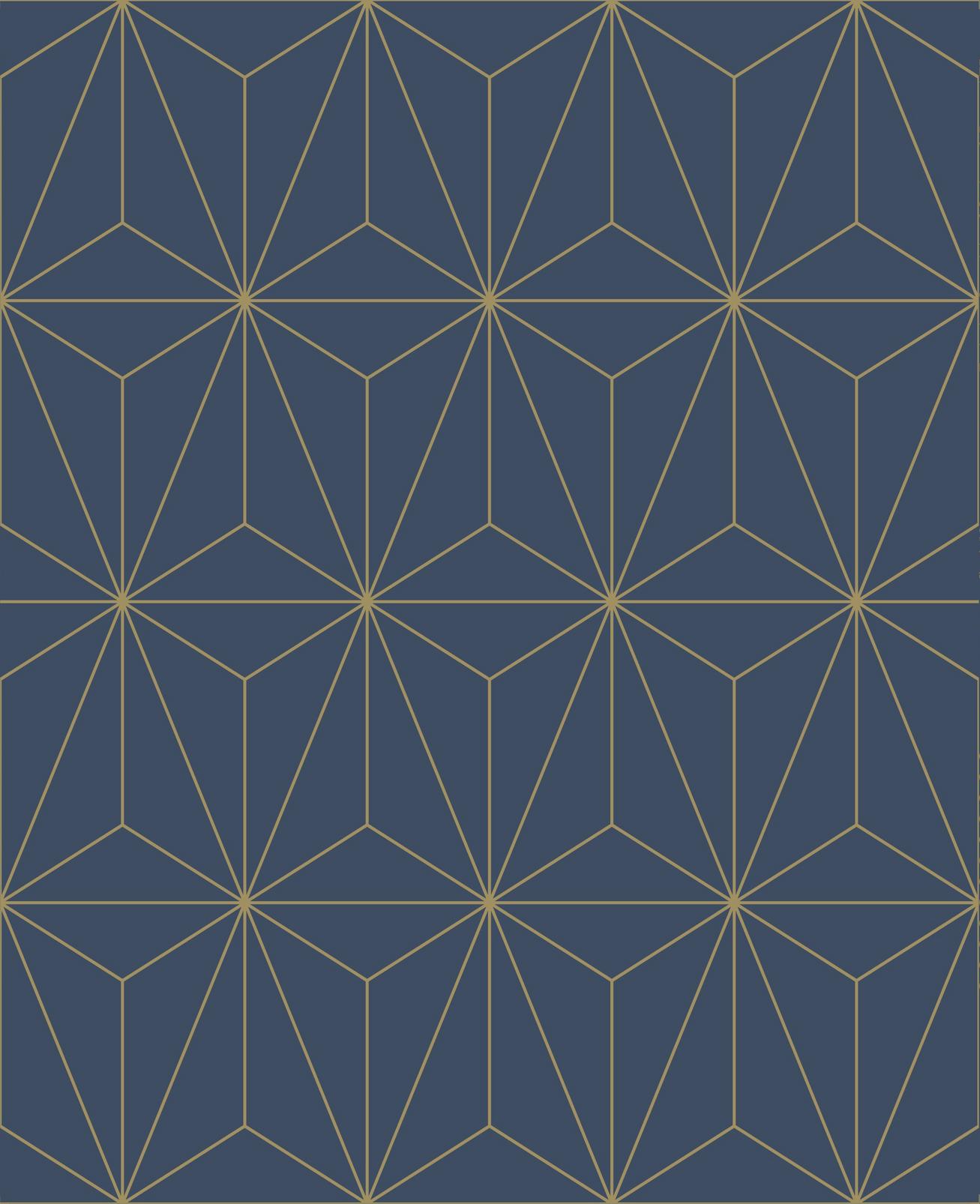Prism Navy & Gold Wallpaper