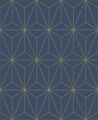 Prism Navy & Gold Wallpaper