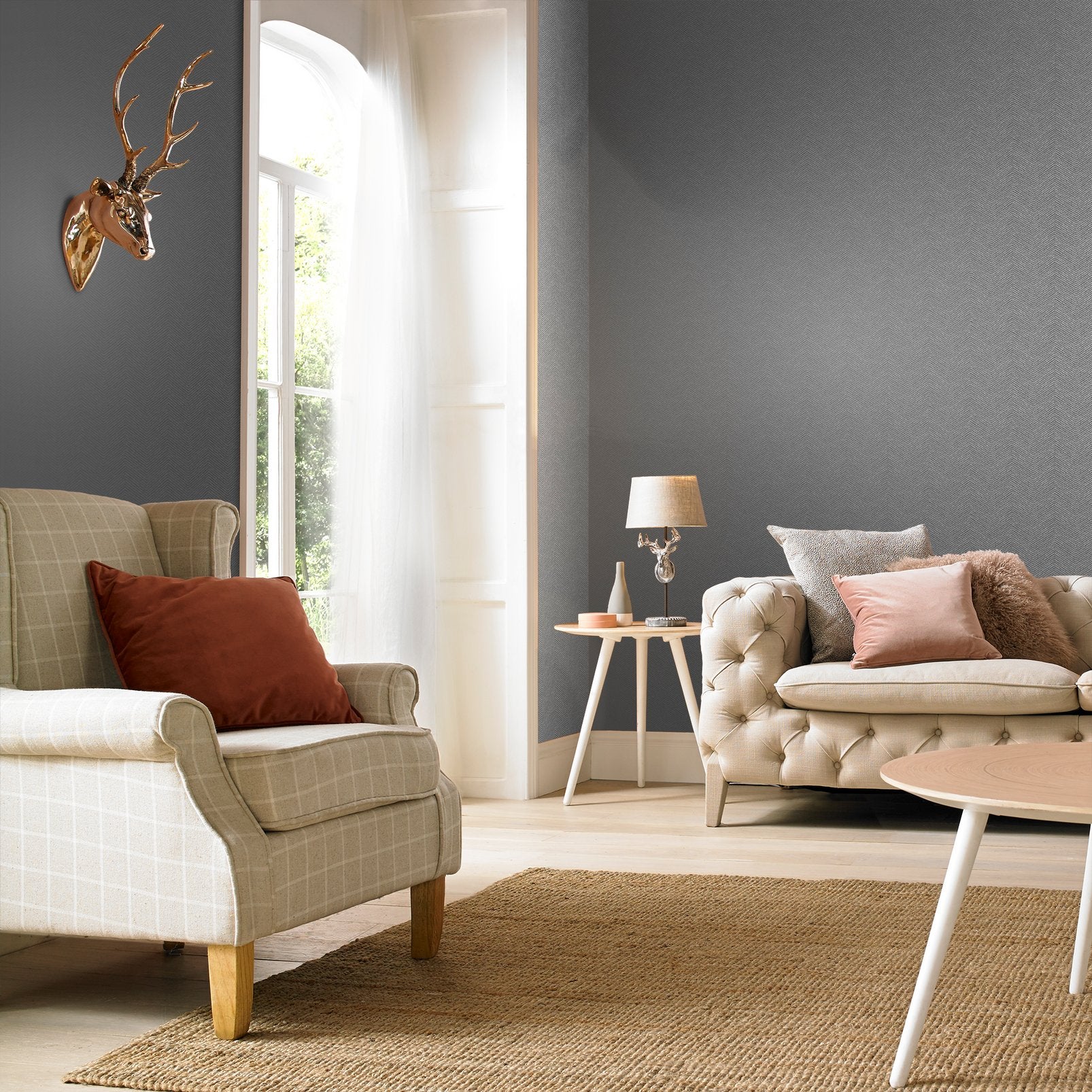 Chevron Texture Silver Wallpaper