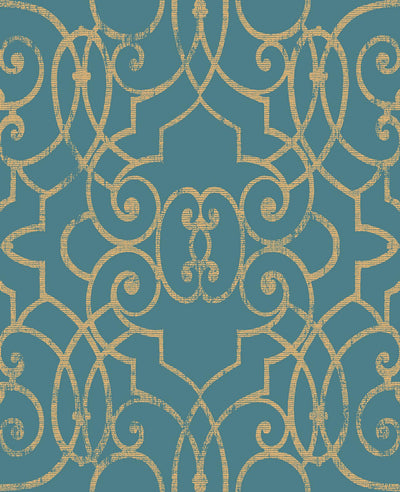 Shoji Teal Wallpaper
