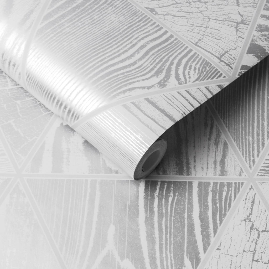Geo Grain Silver Wallpaper