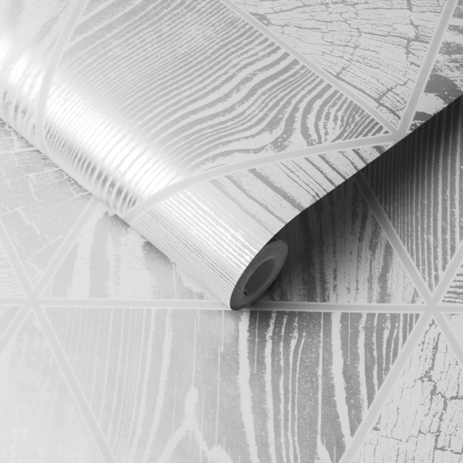 Geo Grain Silver Wallpaper