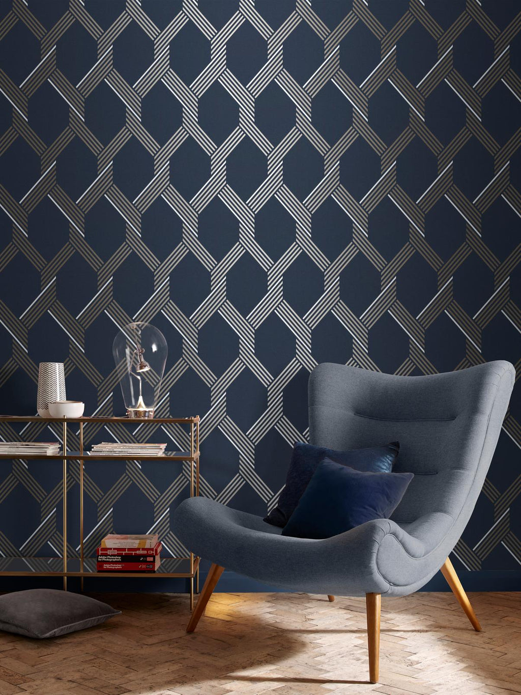 Vector Navy Gold Wallpaper