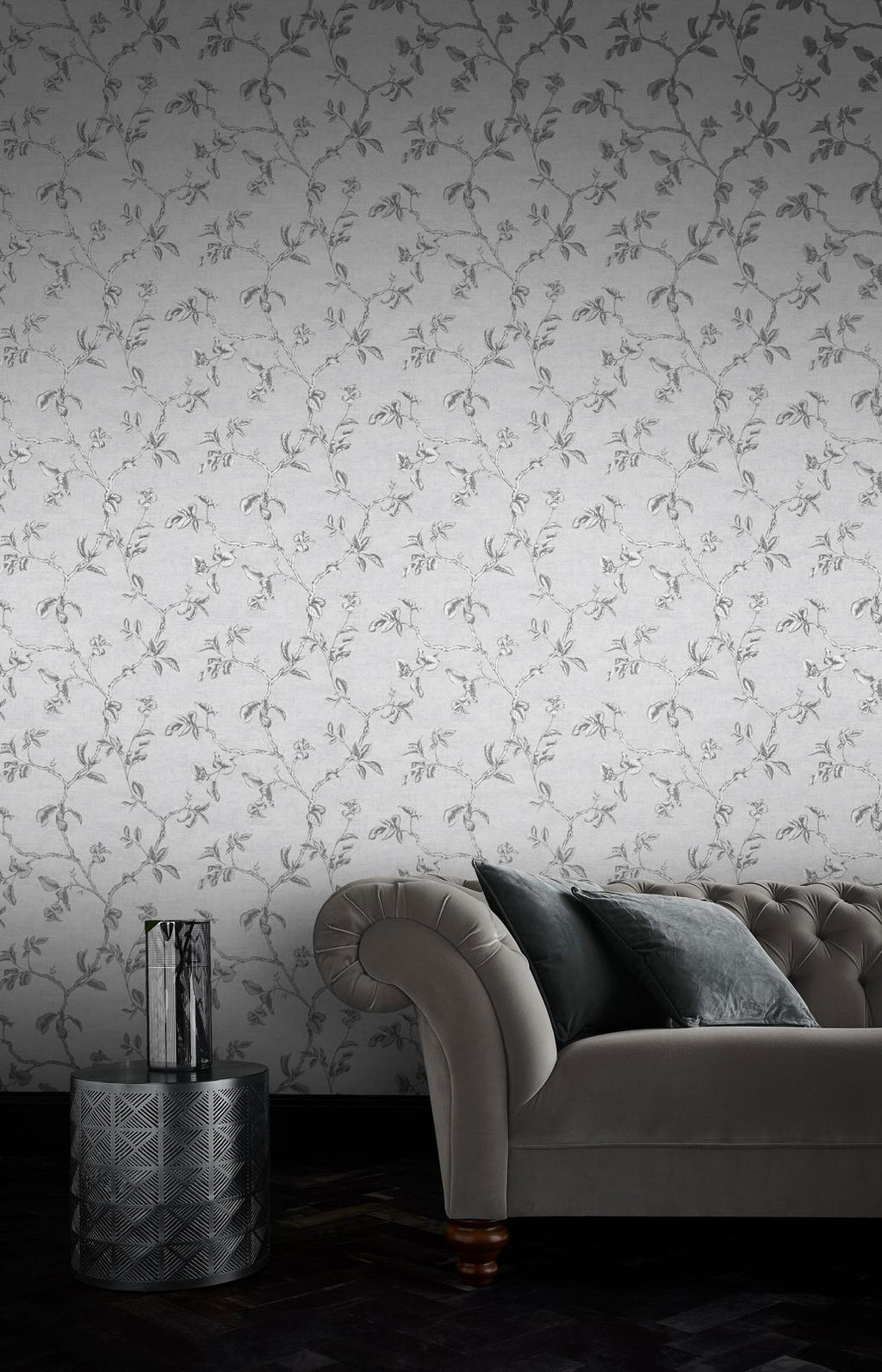 Twining Silver Wallpaper