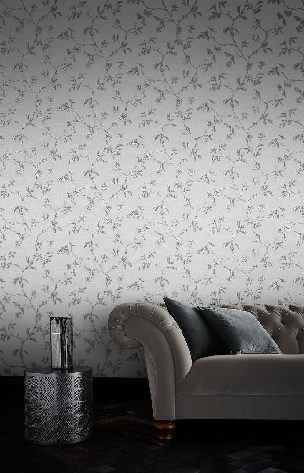 Twining Silver Wallpaper