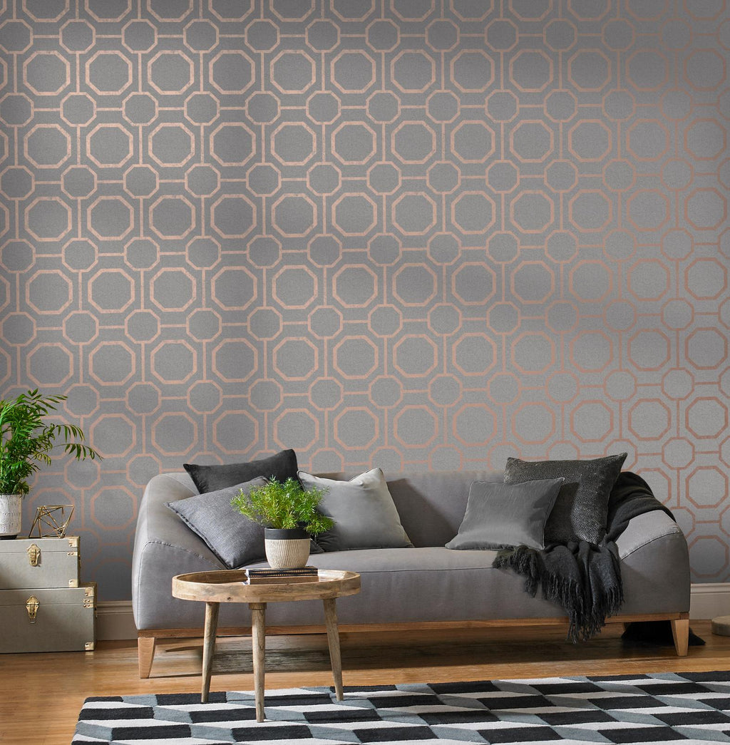 Sashiko Rose Gold Wallpaper