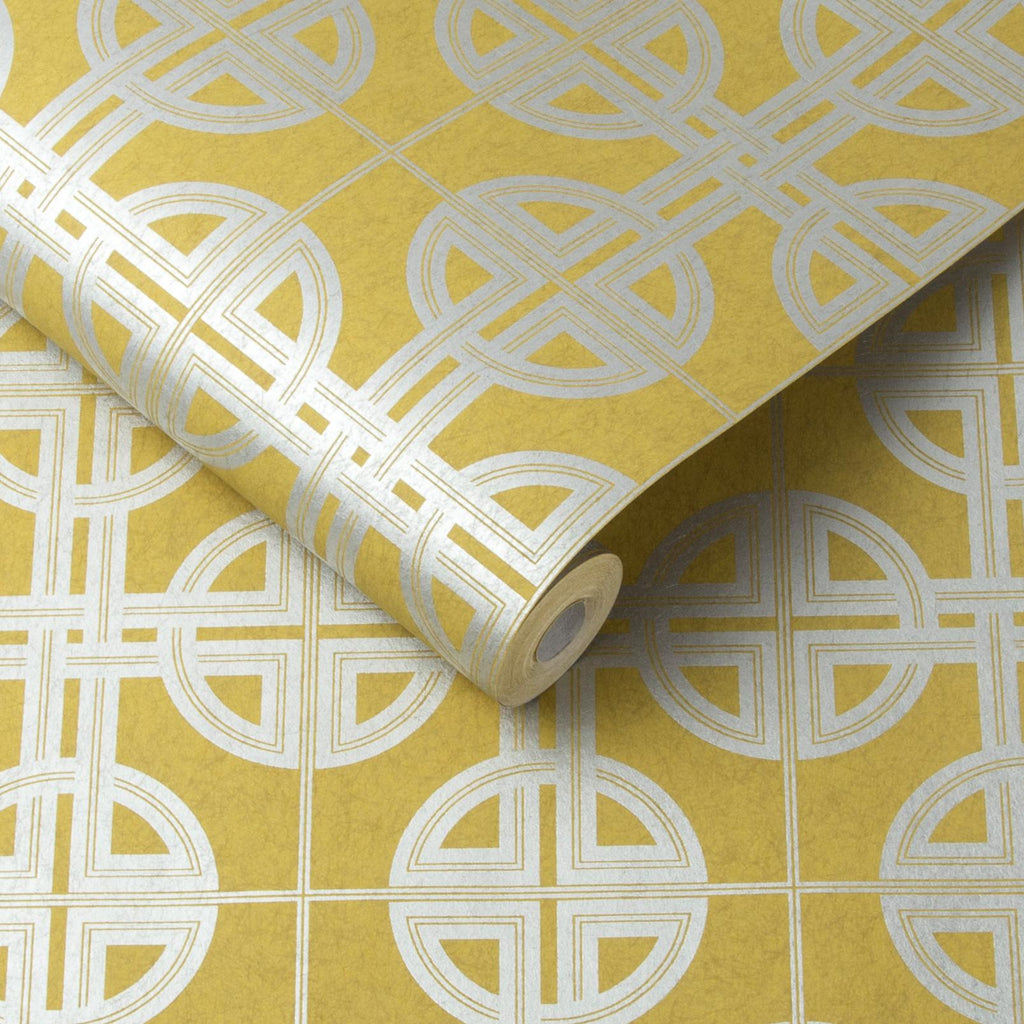 Asian Lattice Saffron Wallpaper