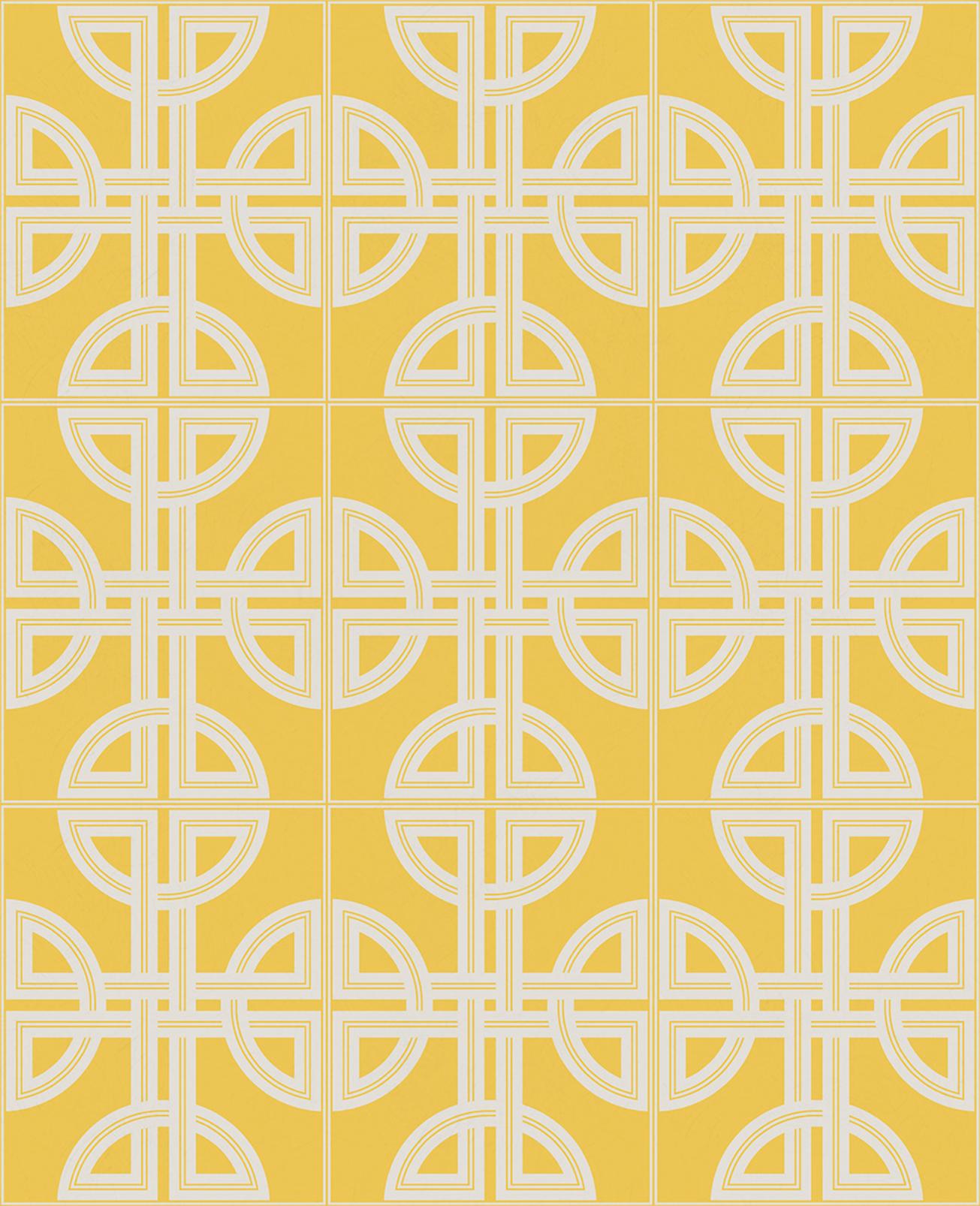Asian Lattice Saffron Wallpaper