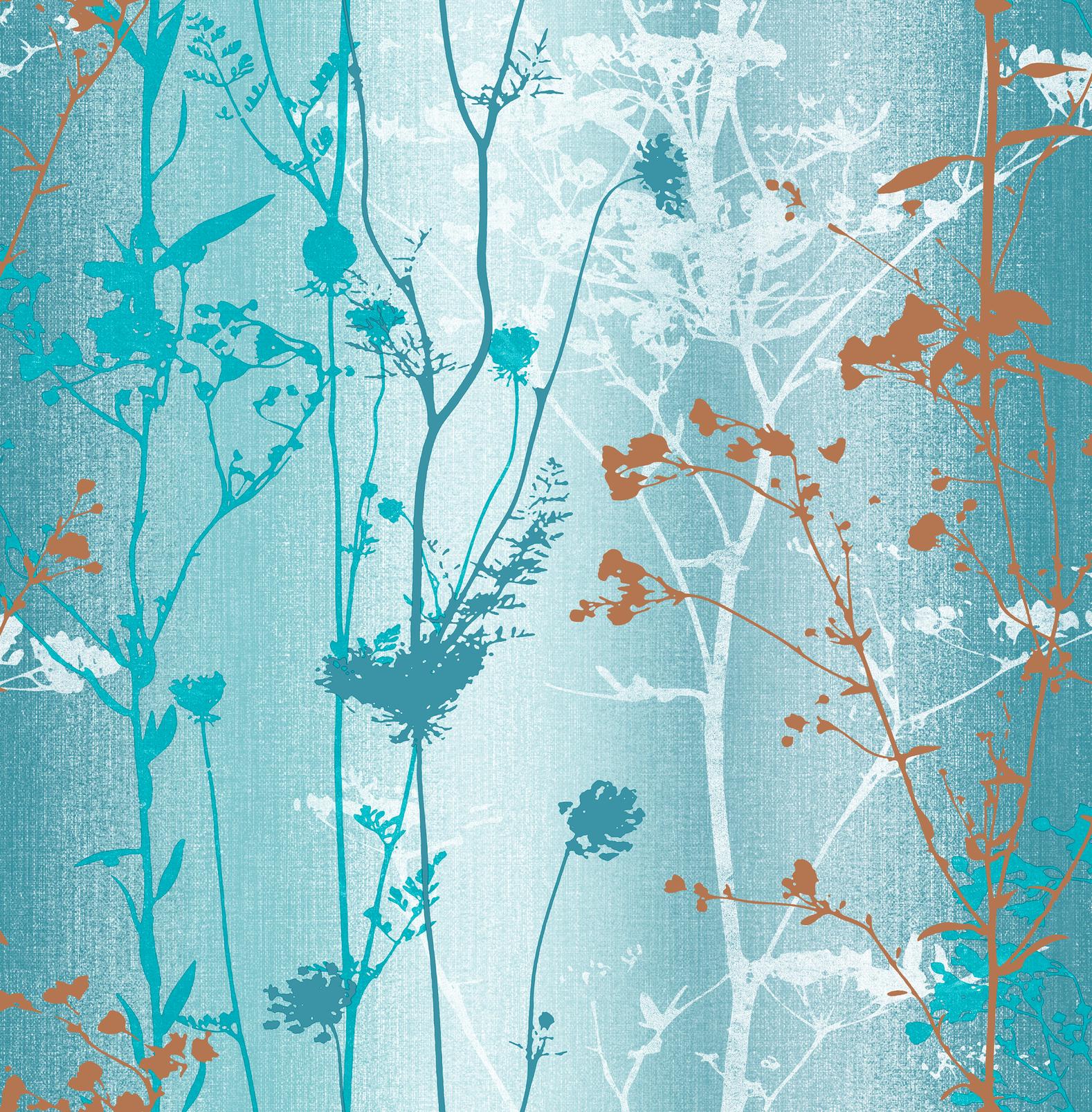 Wild Flower Teal Wallpaper