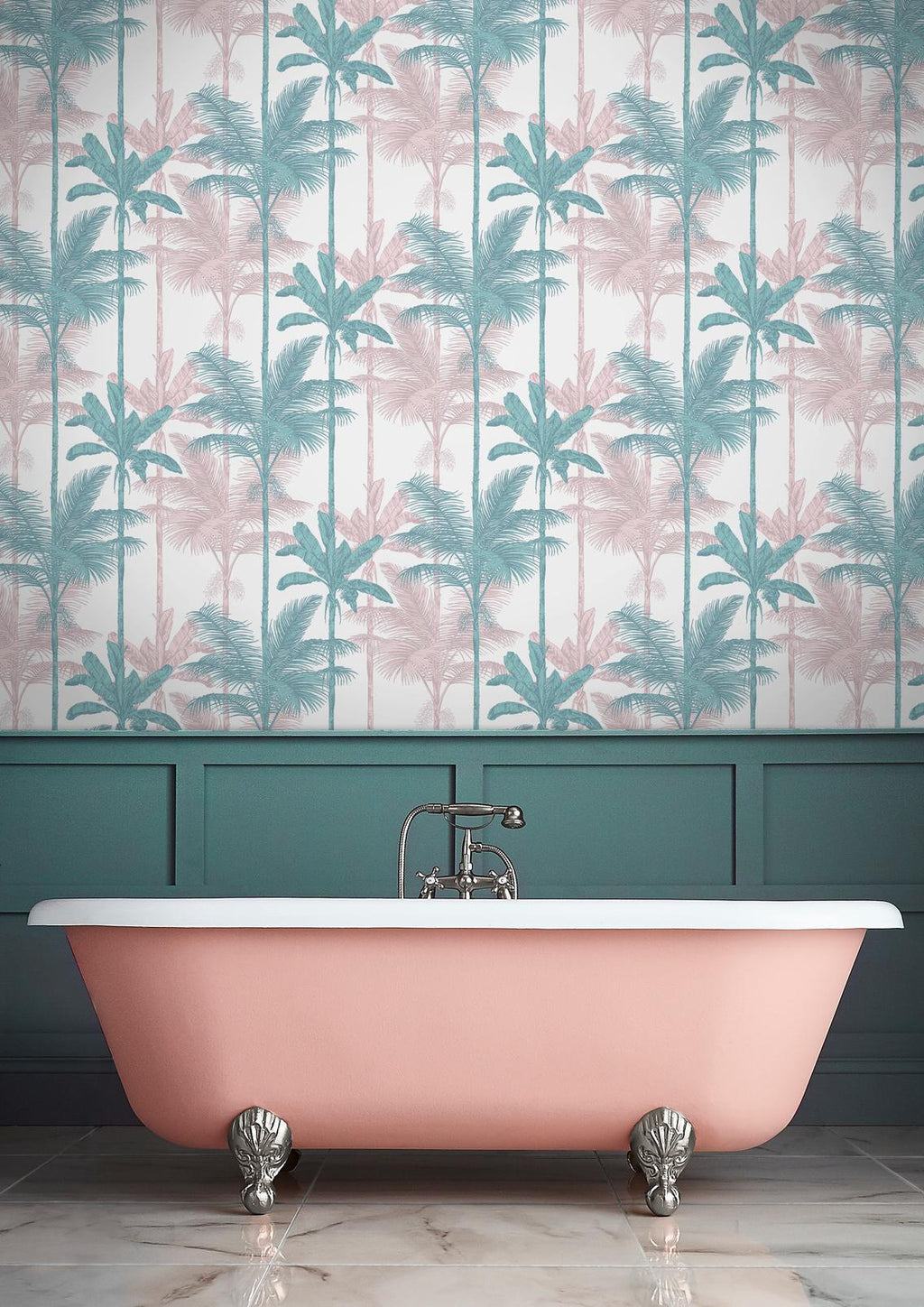 Jungle Blush Green Wallpaper
