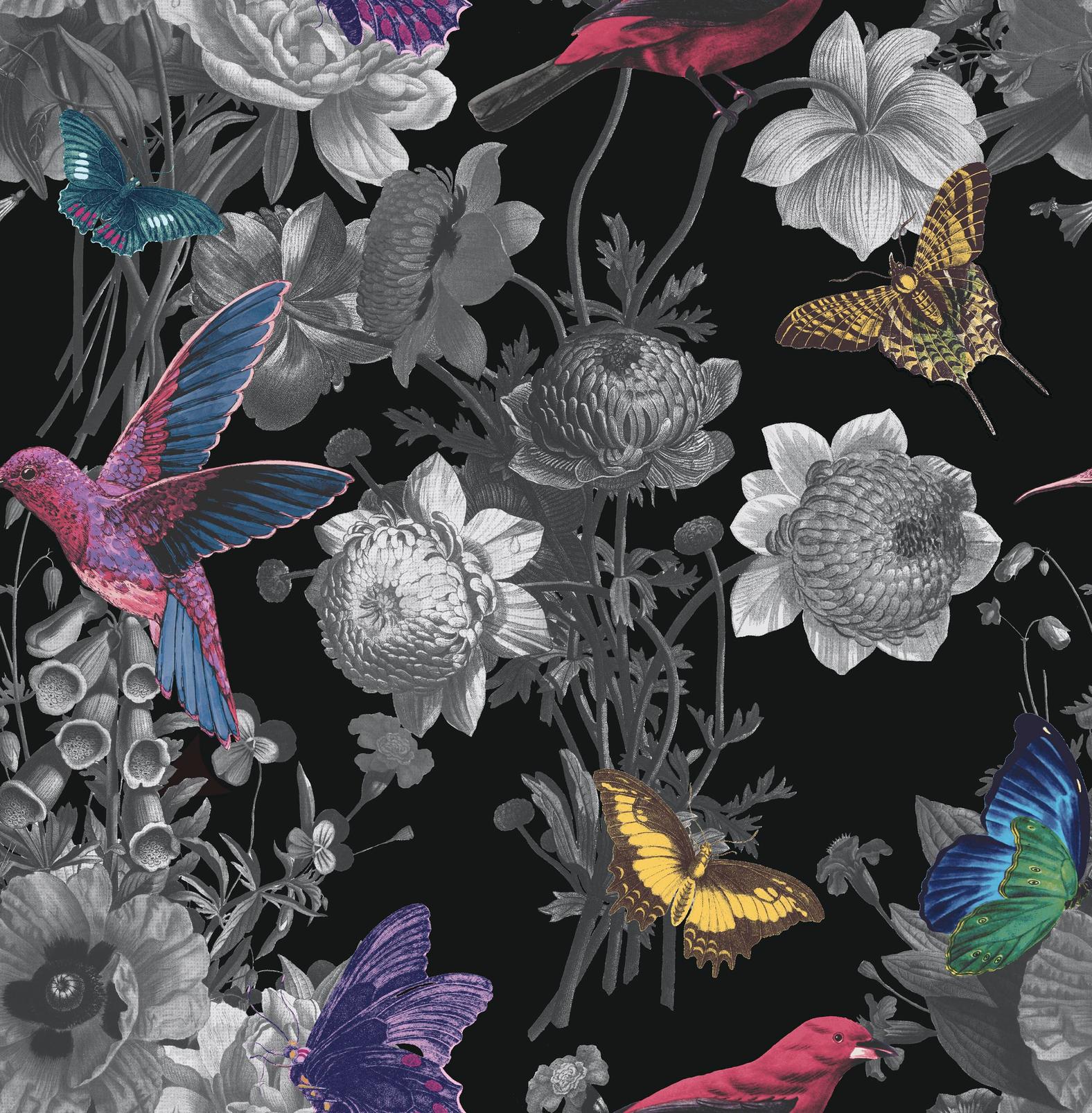 Jardin Black Wallpaper