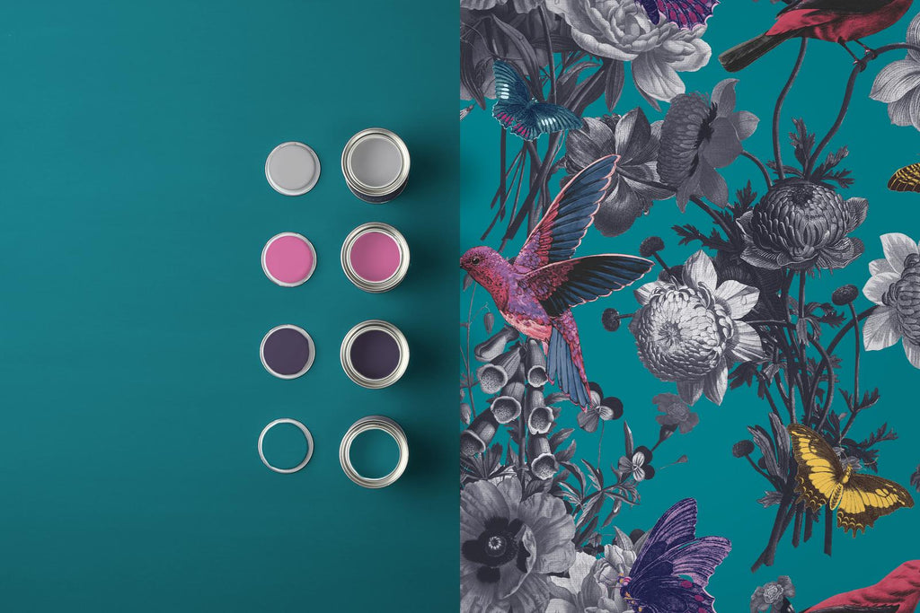 Jardin Teal Wallpaper