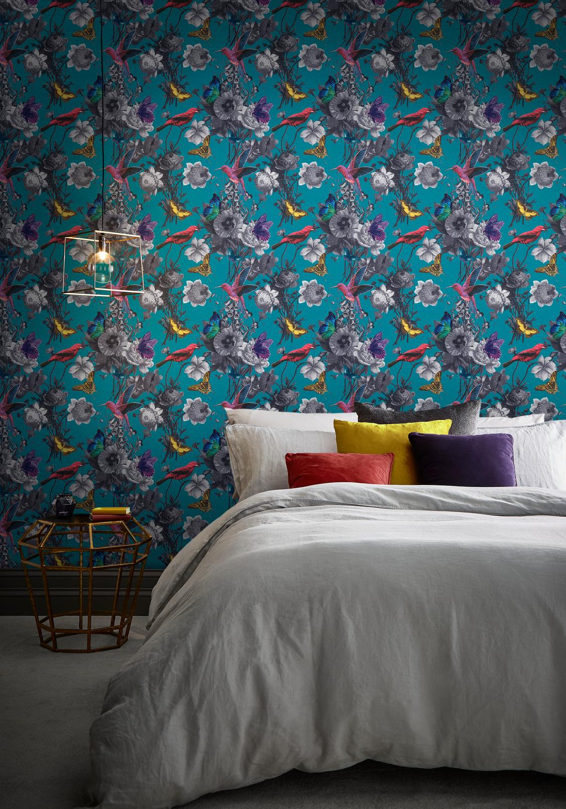 Jardin Teal Wallpaper