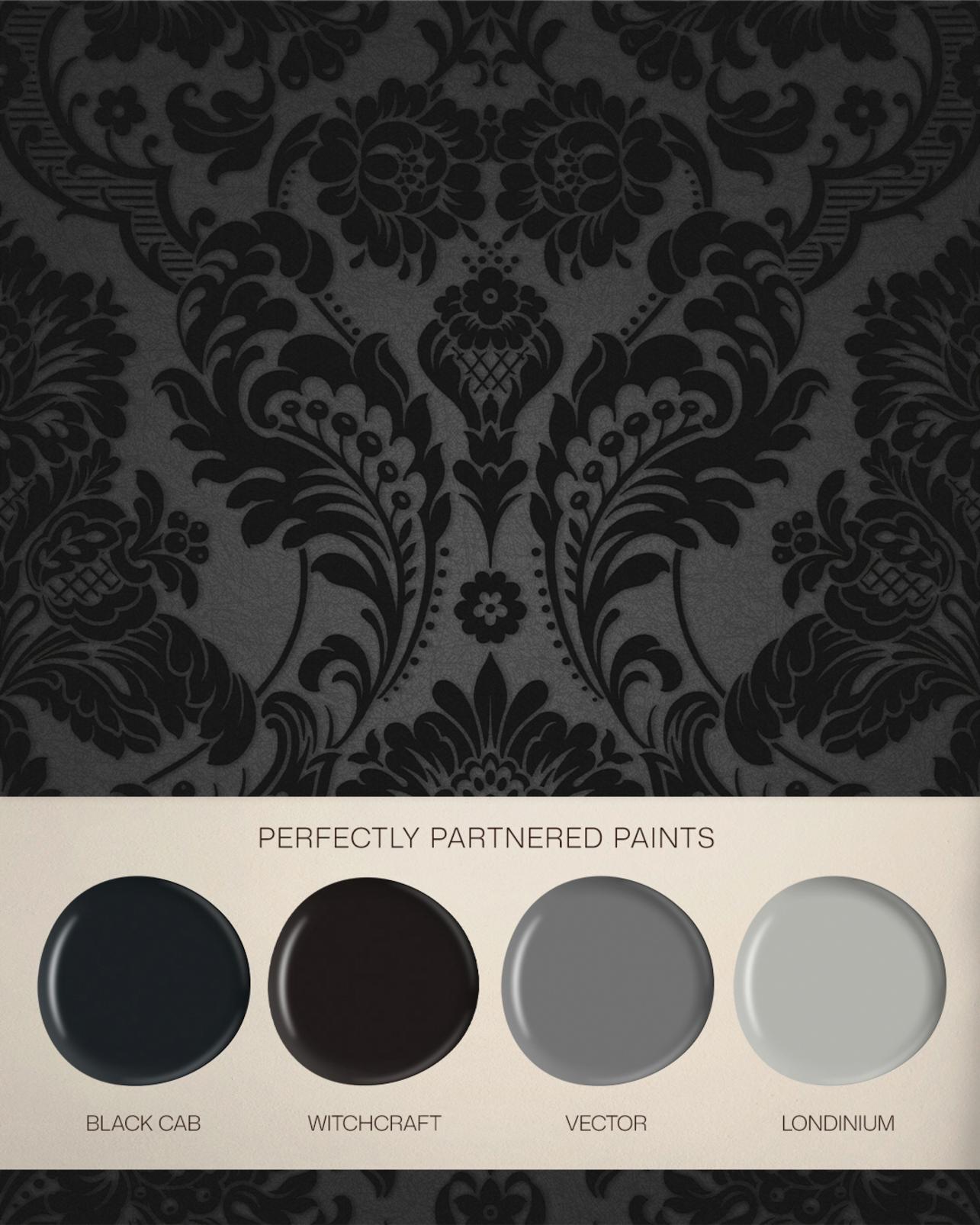 Gothic Damask Noir Wallpaper