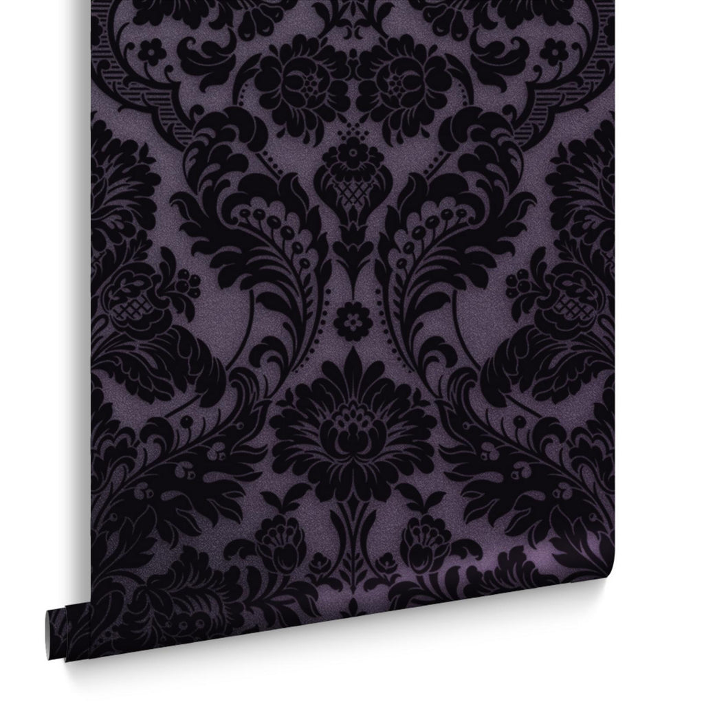 Gothic Damask Plum Wallpaper