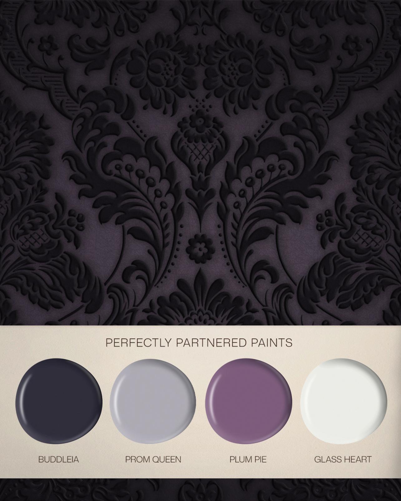 Gothic Damask Plum Wallpaper