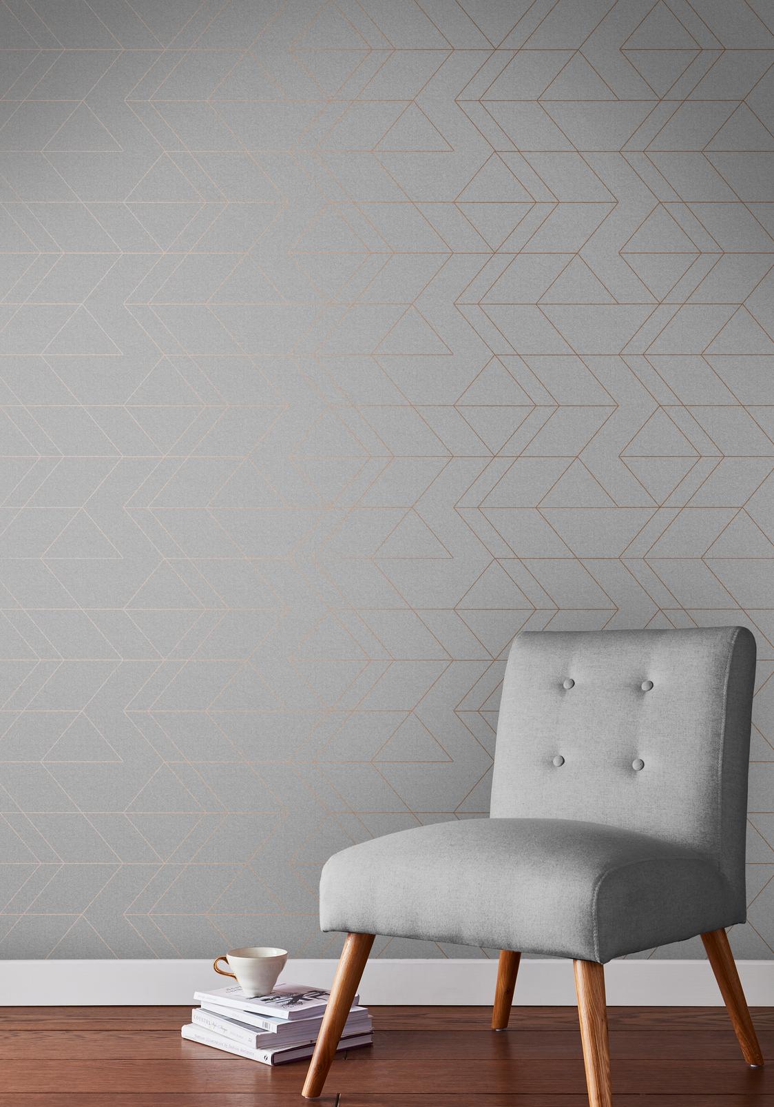 Balance Grey & Rose Gold Wallpaper