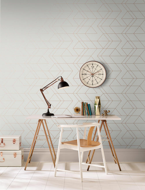 Balance White & Rose Gold Wallpaper