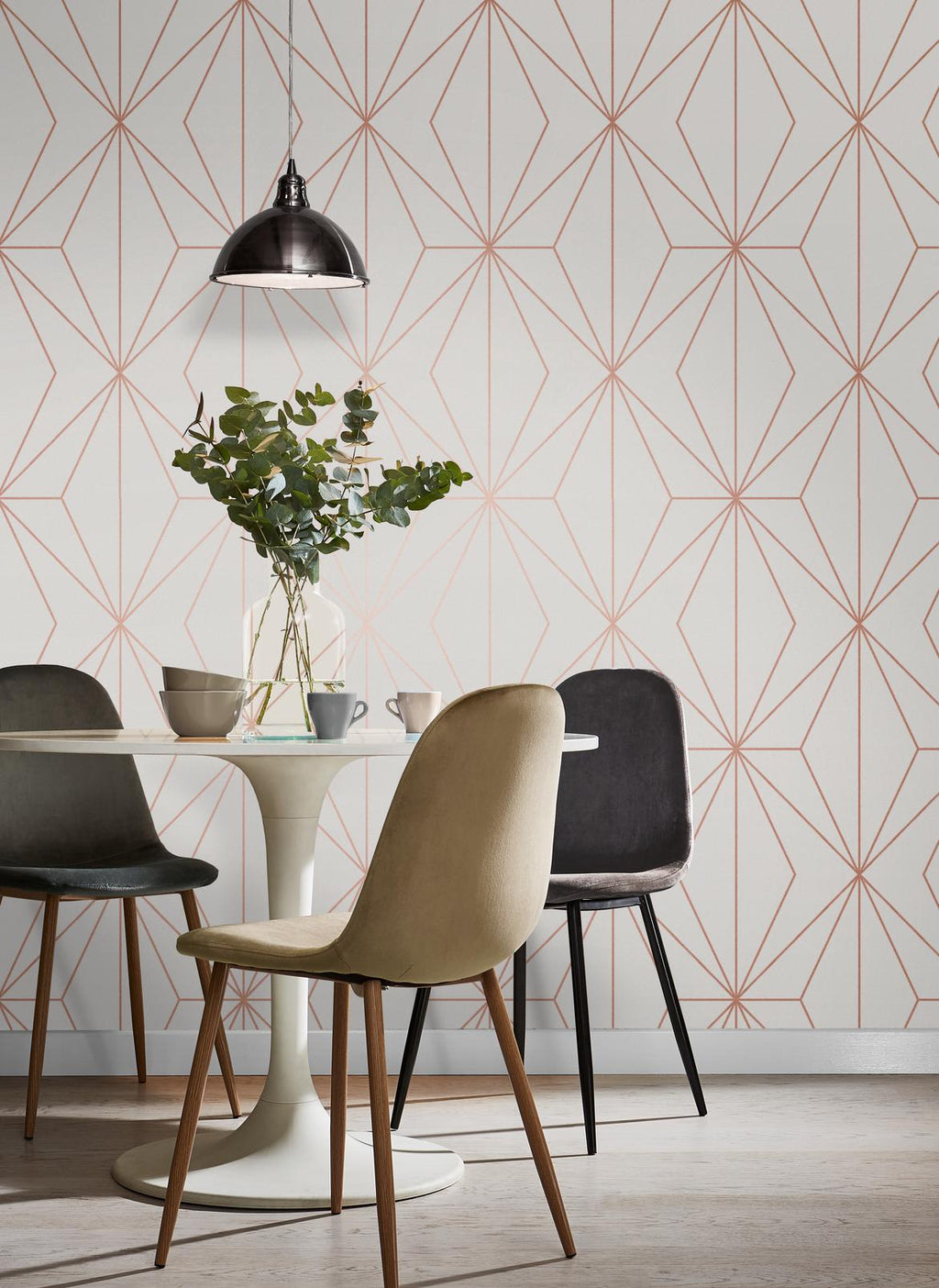 Harmony White Rose Gold Wallpaper