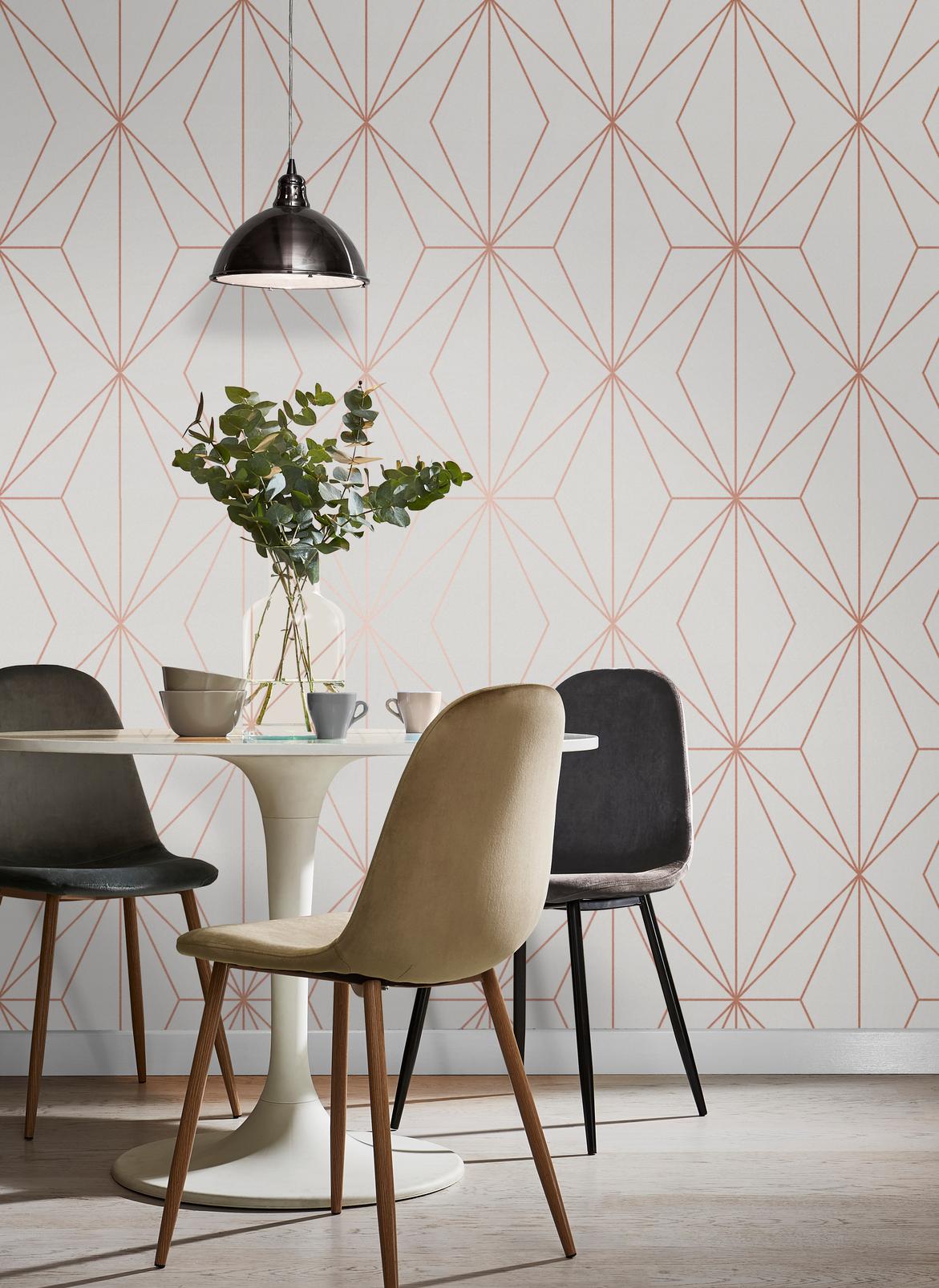 Harmony White Rose Gold Wallpaper