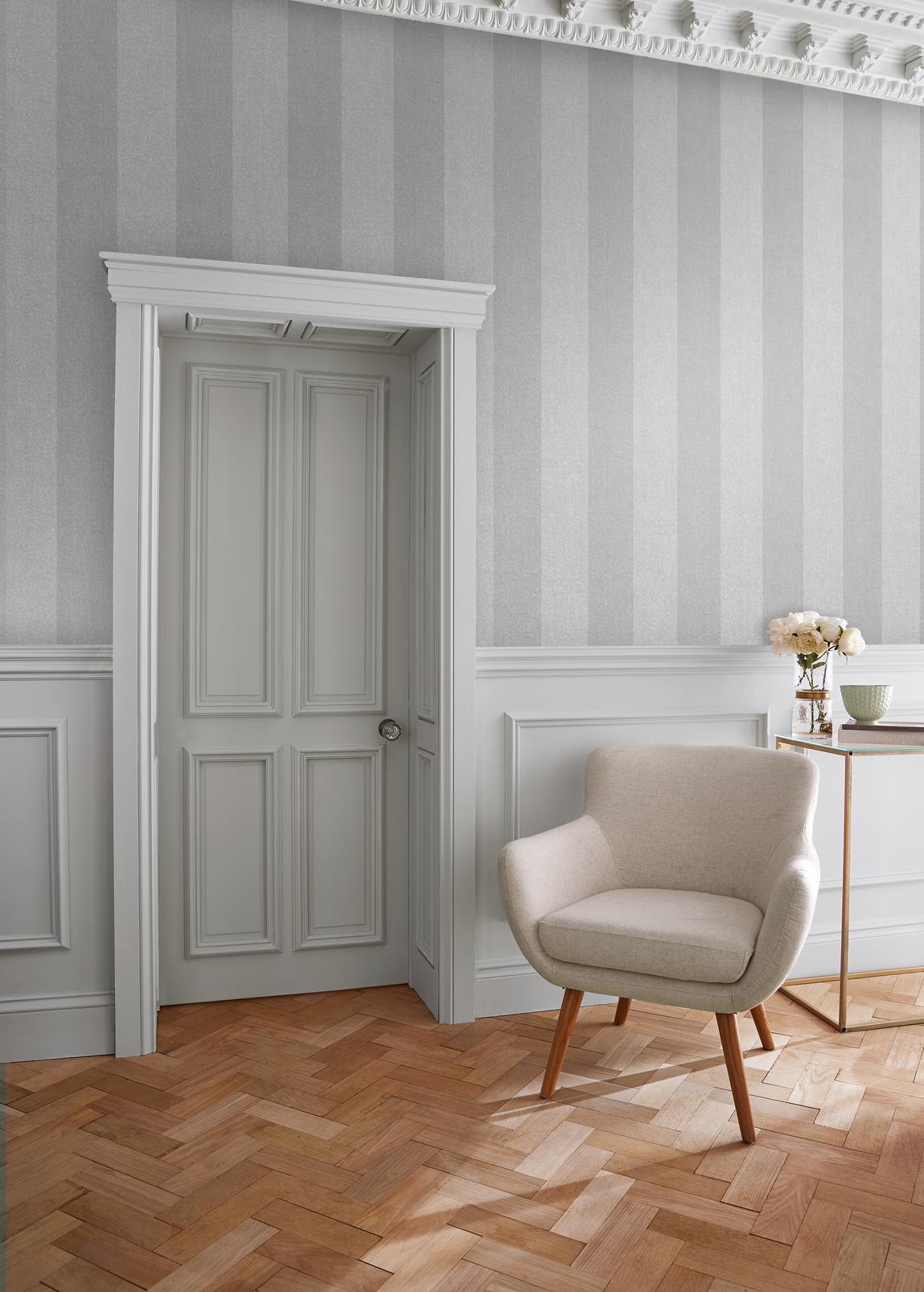 Heritage Stripe Grey Wallpaper