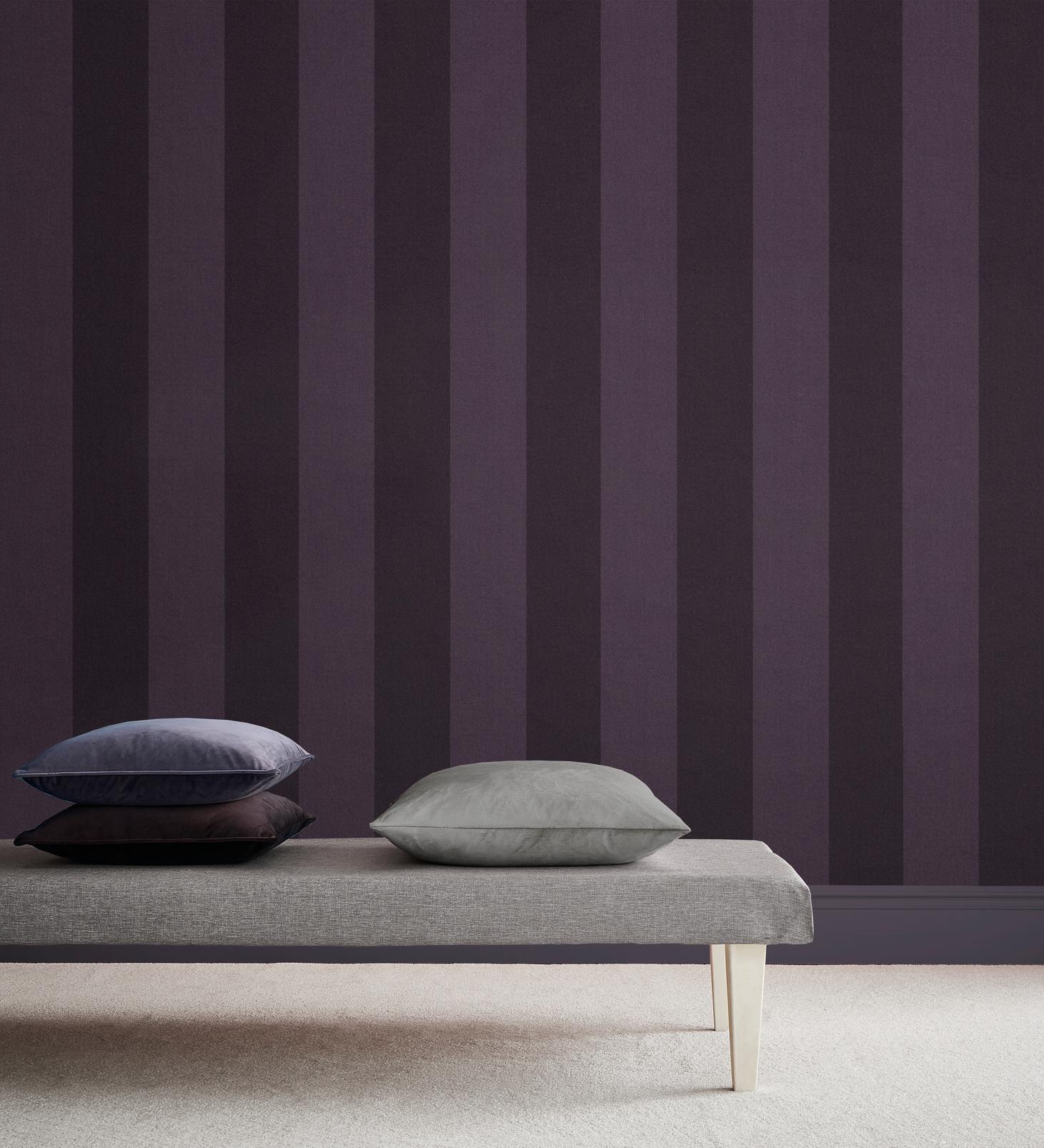 Heritage Stripe Plum Wallpaper